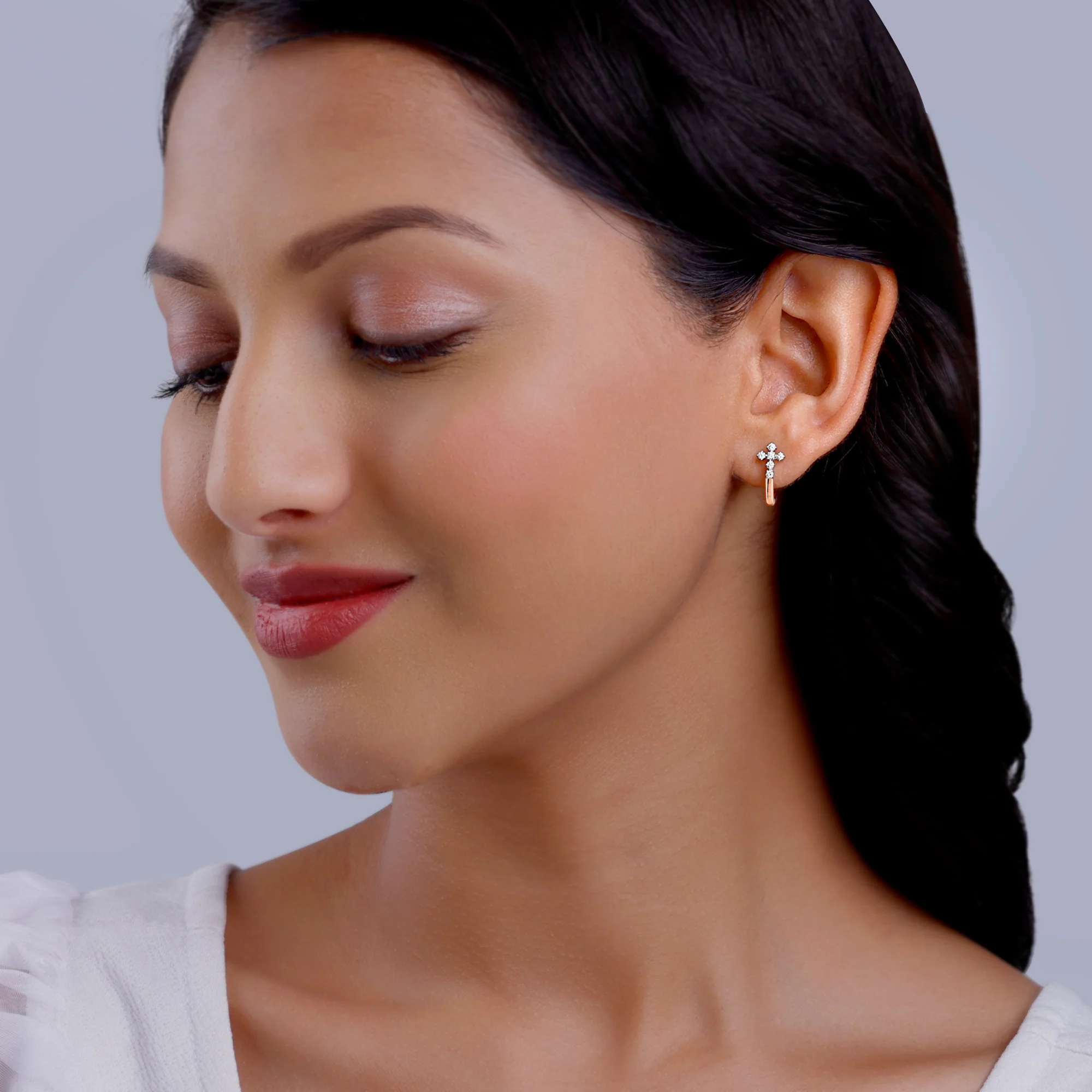Rose Gold Embrace Elegance Diamond Earrings - Image 3