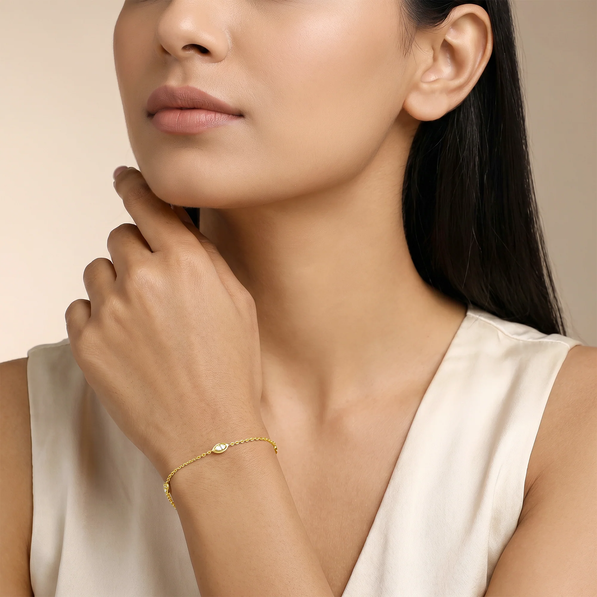 Gold Encircled Glow Lab Grown Diamond Bracelet - Image 3
