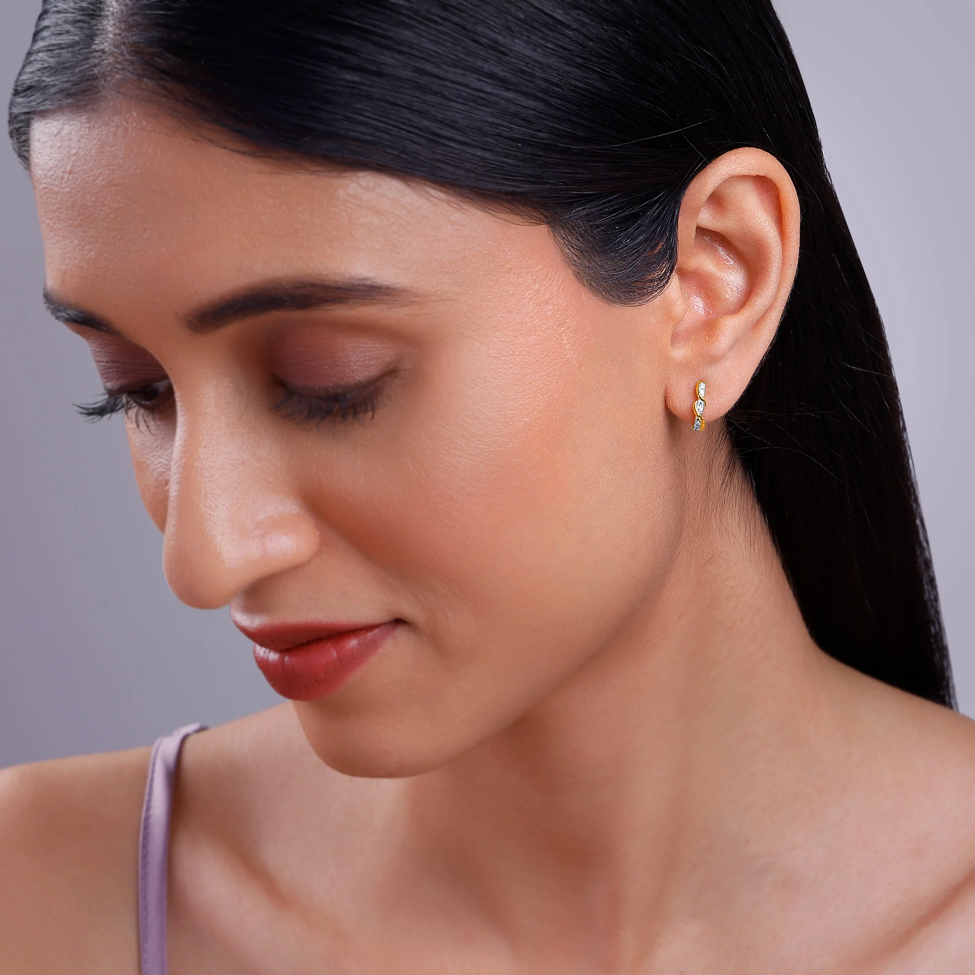 Gold Eterna Lab Grown Diamond Earrings - Image 3