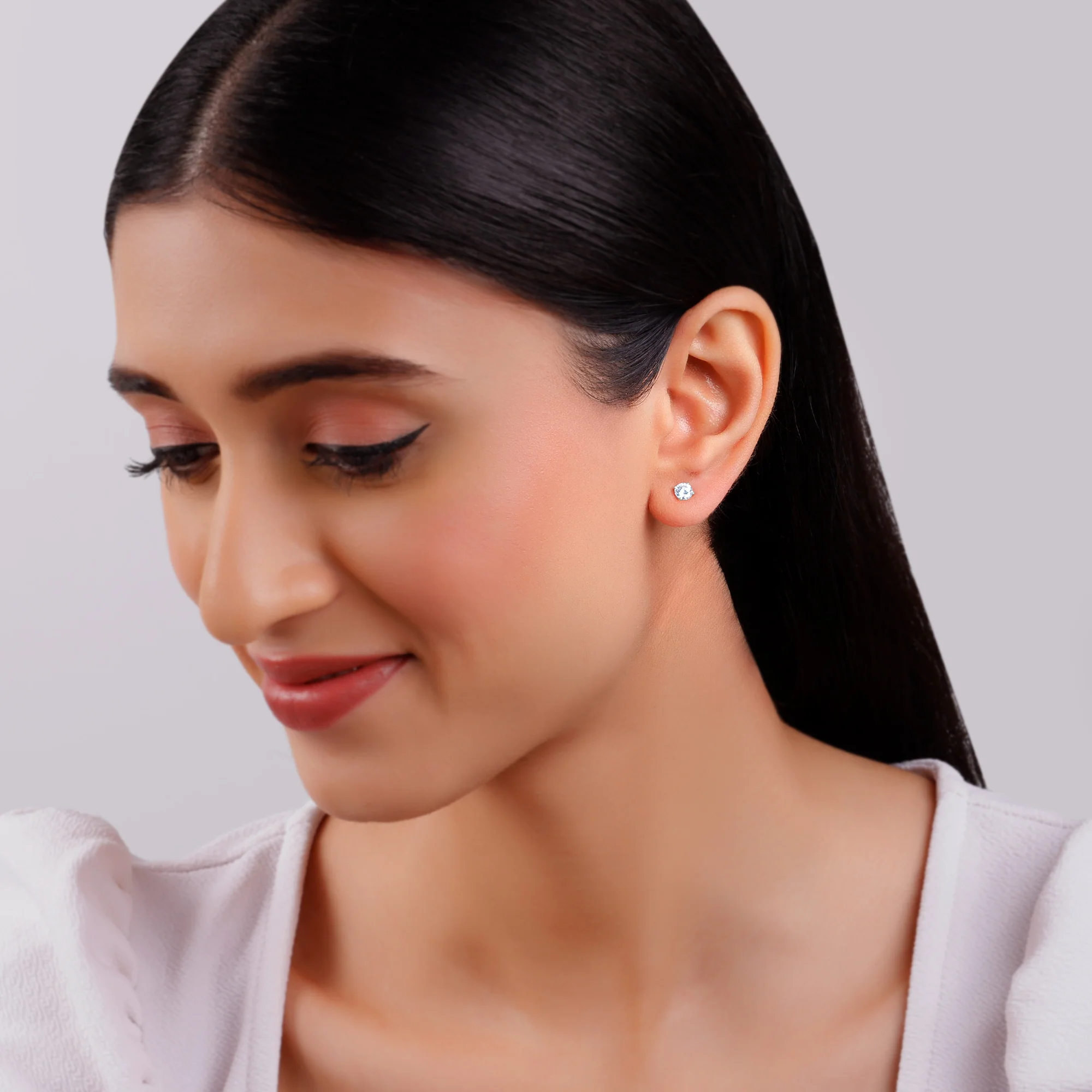 Gold Eternal Spark Solitaire Lab Grown Diamond Studs - Image 3