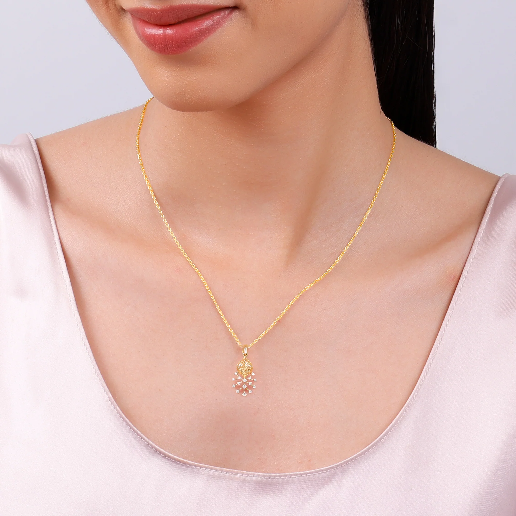 Gold Fireworks Lab Grown Diamond Pendant - Image 3