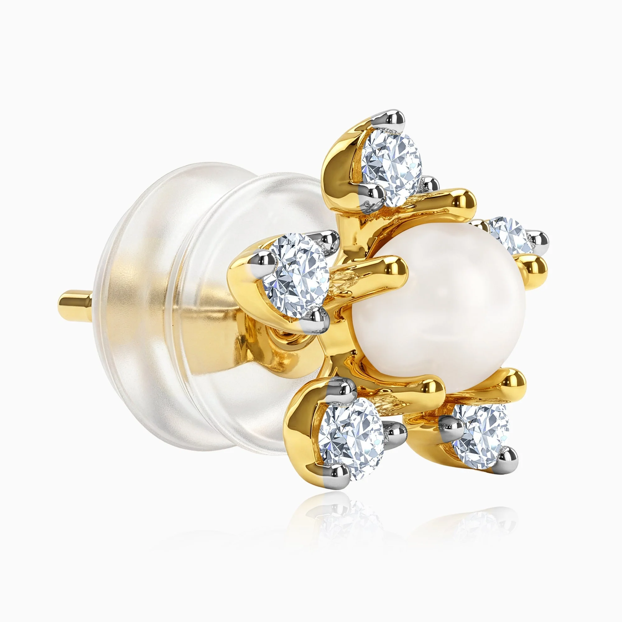 Gold Flor Lab Grown Diamond Earrings - Image 4