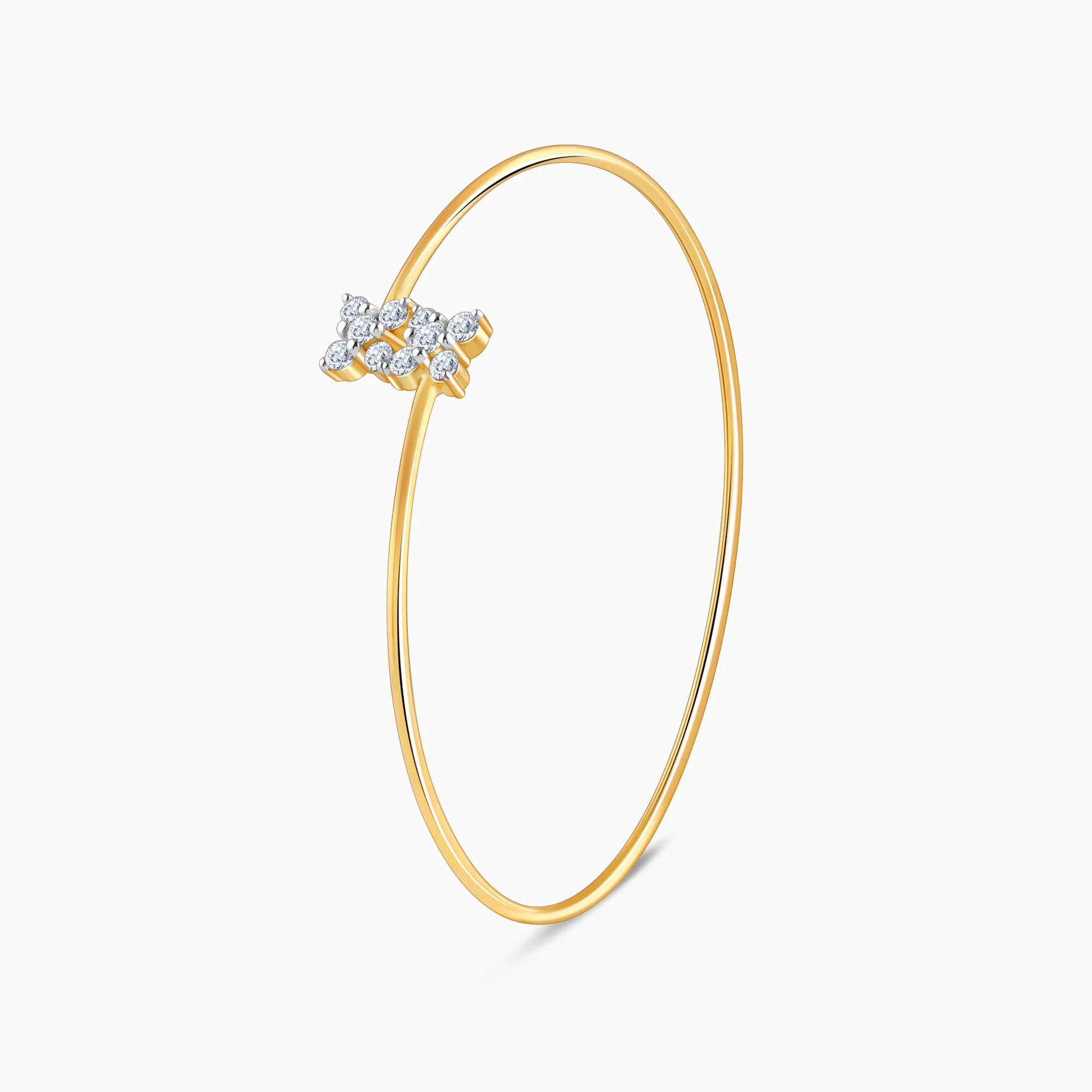 Gold Flora Bloom Lab Grown Diamond Bangle Bracelet - Image 4