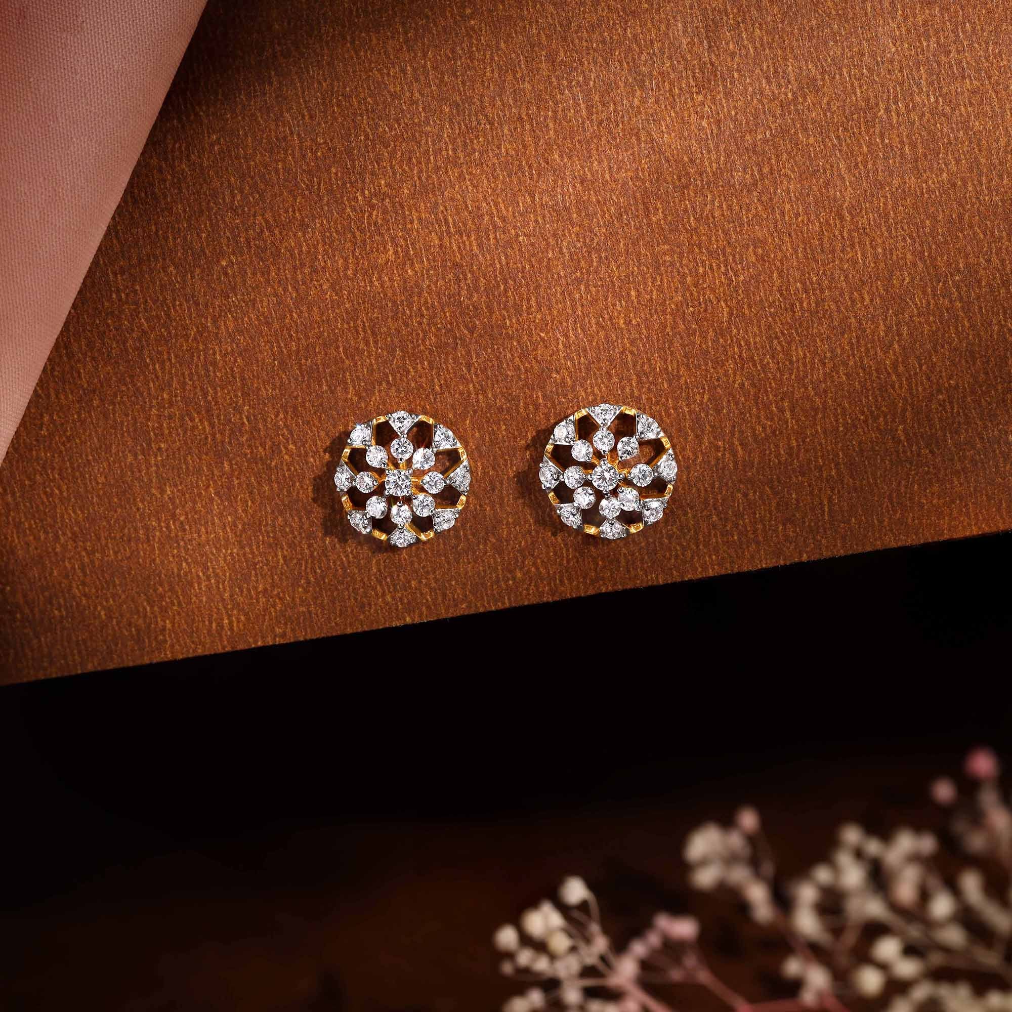 Gold Floral Aroha Lab Grown Diamond Studs - Image 2
