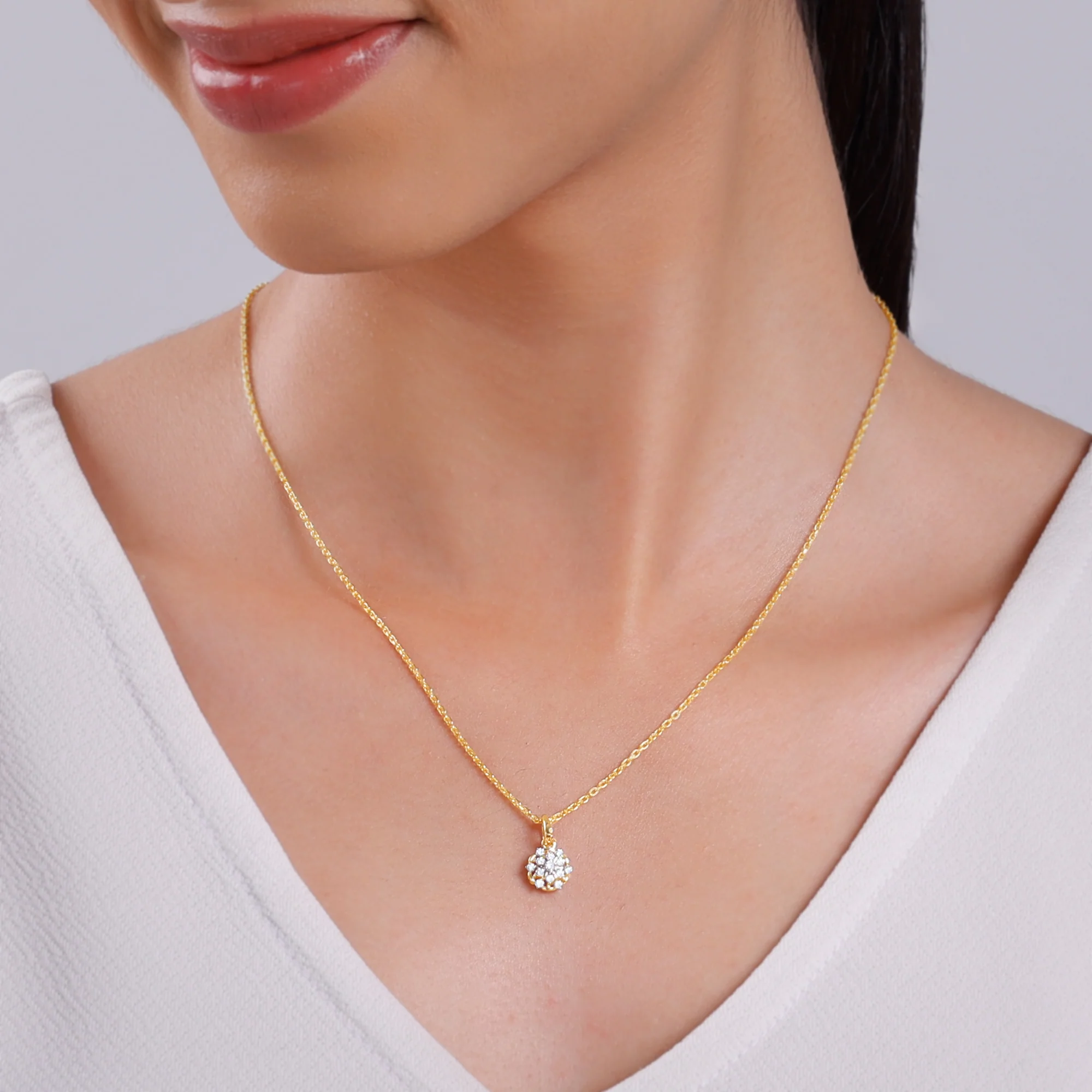 Gold Floral Aura Lab Grown Diamond Pendant - Image 3