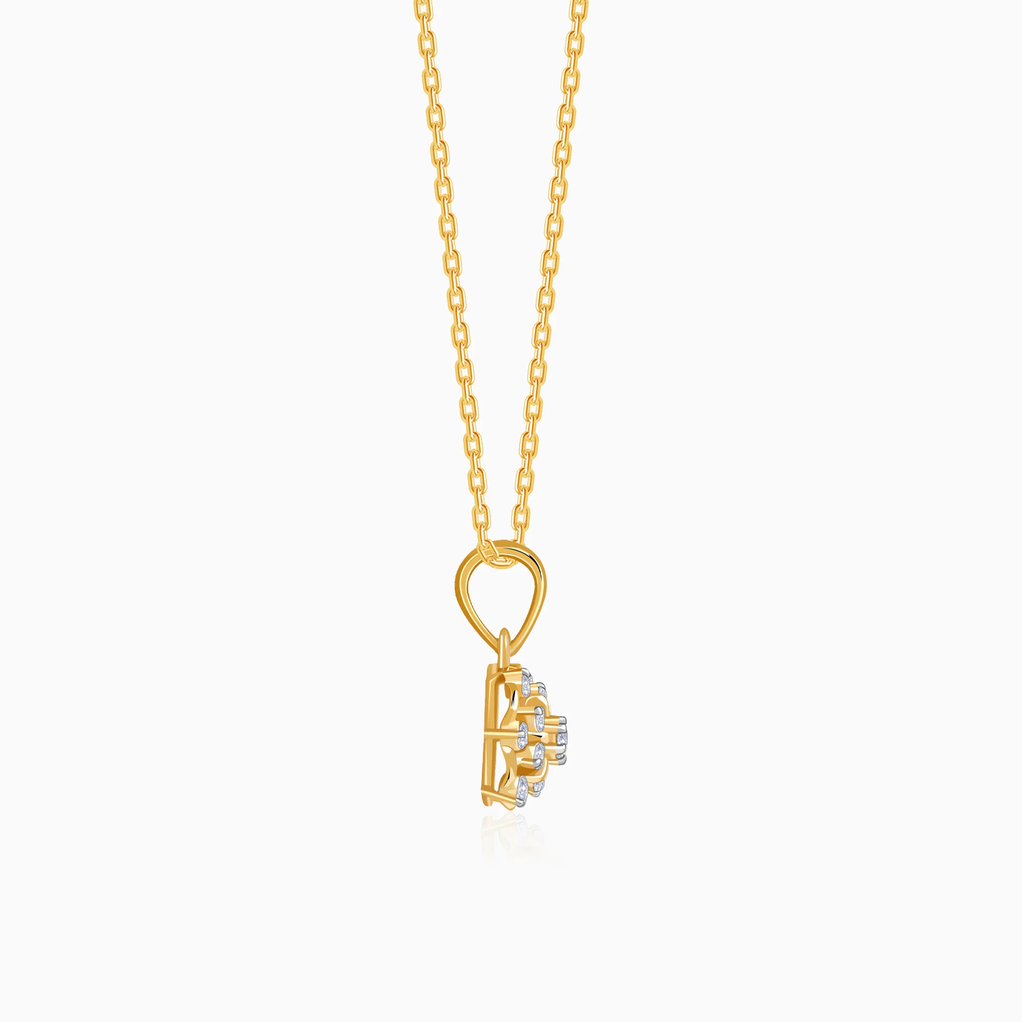 Gold Floral Aura Lab Grown Diamond Pendant - Image 5