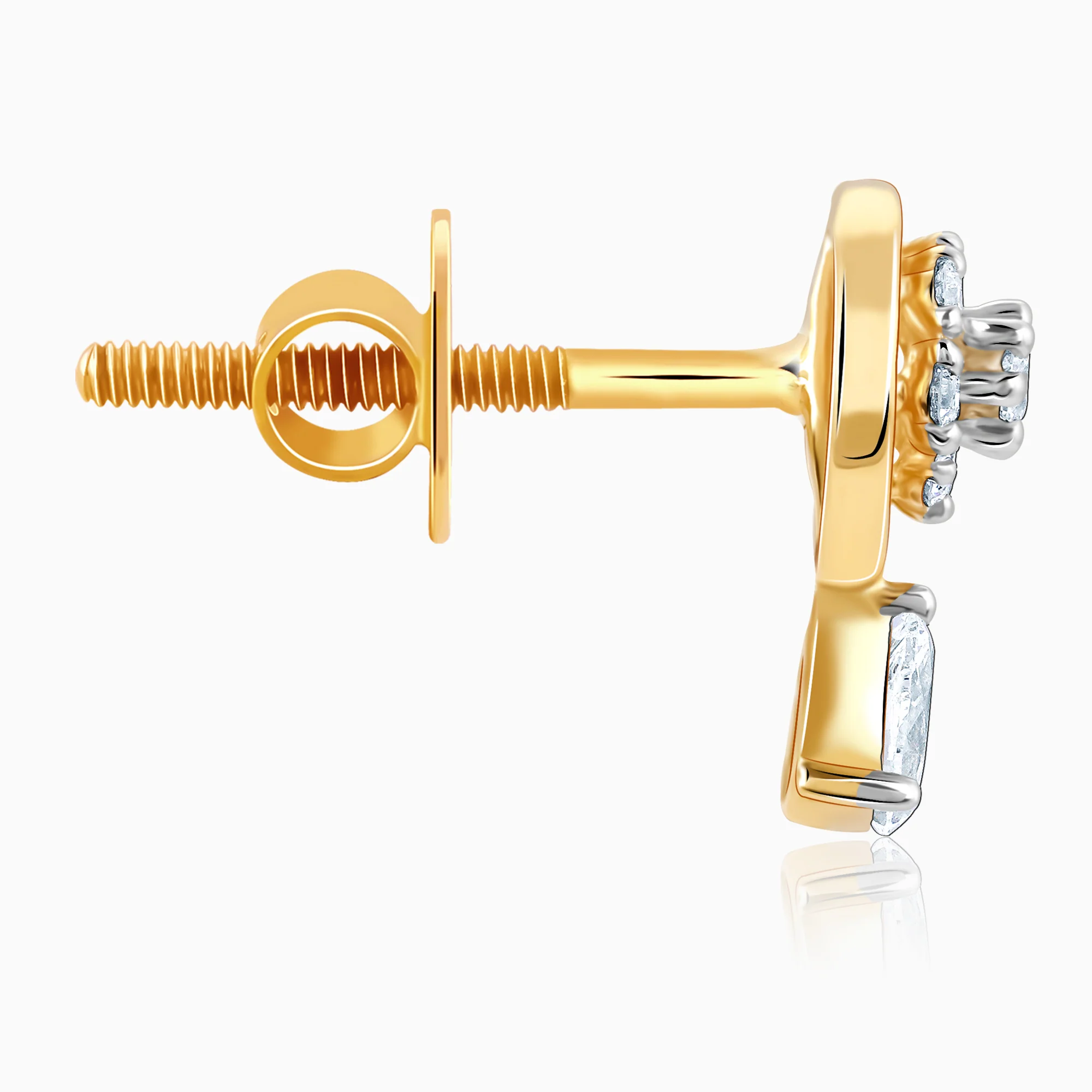 Gold Floral Dangling Lab Grown Diamond Earrings - Image 5