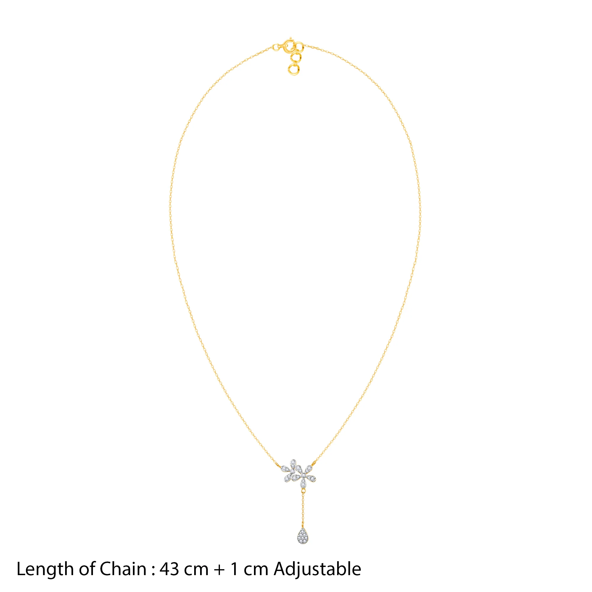 Gold Floral Drop Lab Grown Diamond Necklace - Image 5
