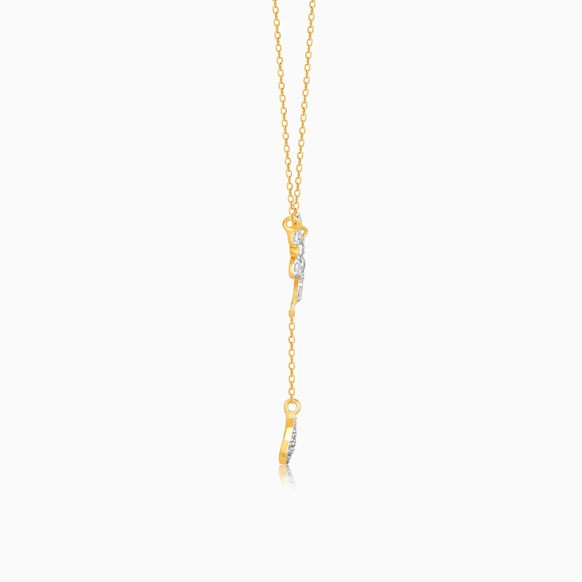 Gold Floral Drop Lab Grown Diamond Necklace - Image 6