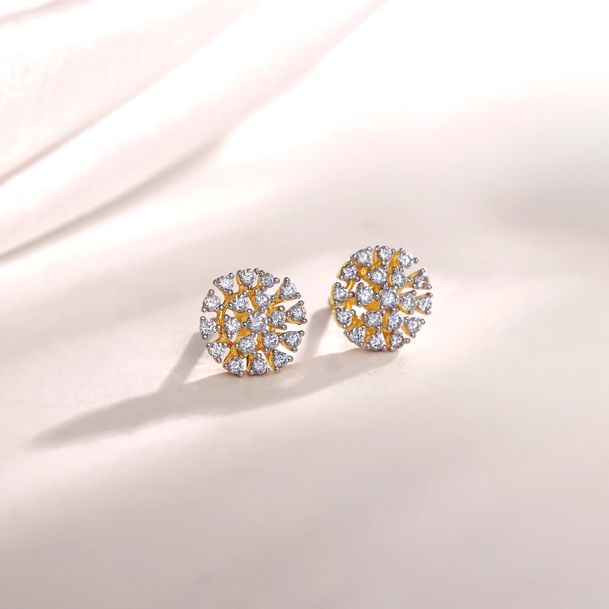 Gold Floral Flicker Diamond Earrings - Image 2