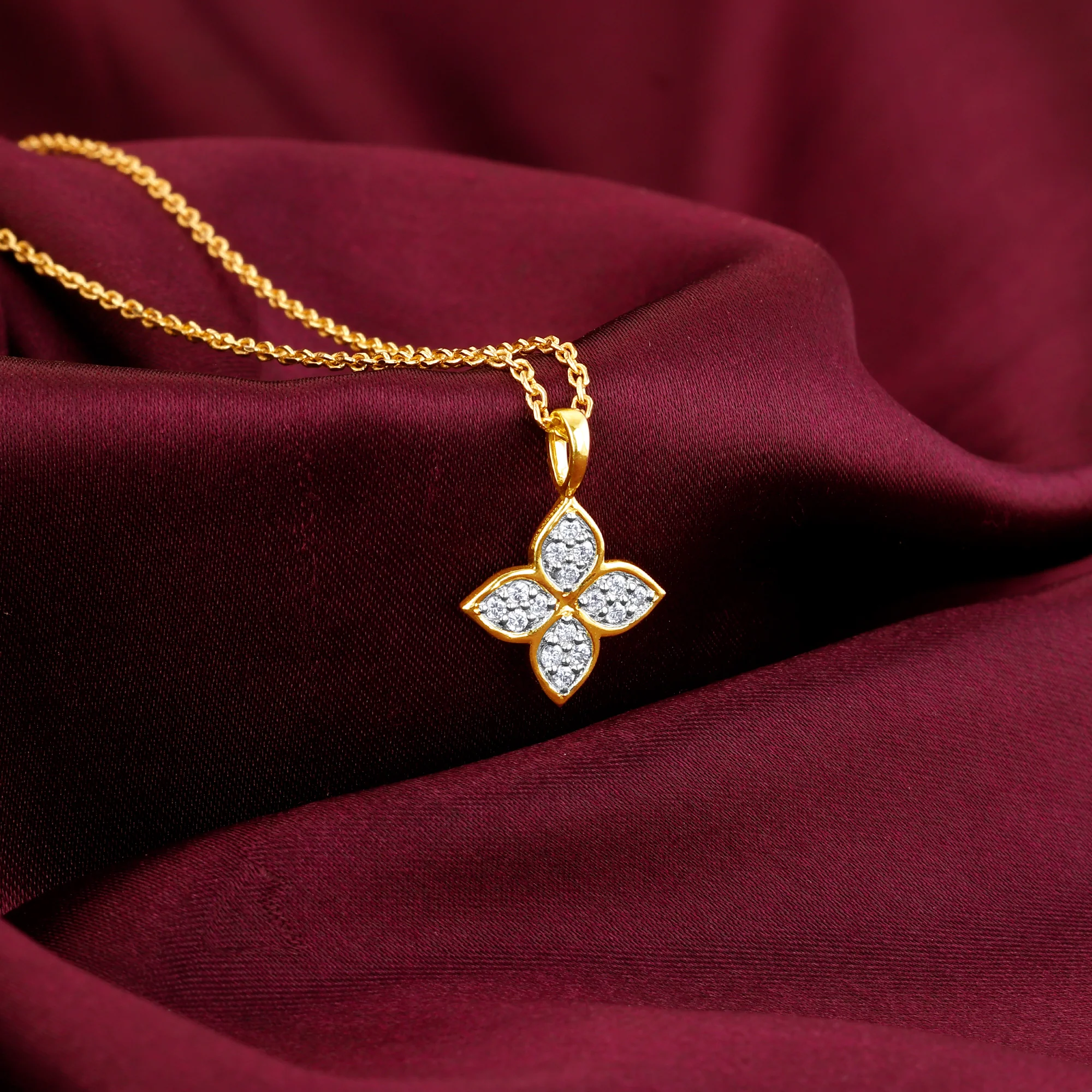 Gold Floret Diamond Pendant - Image 2