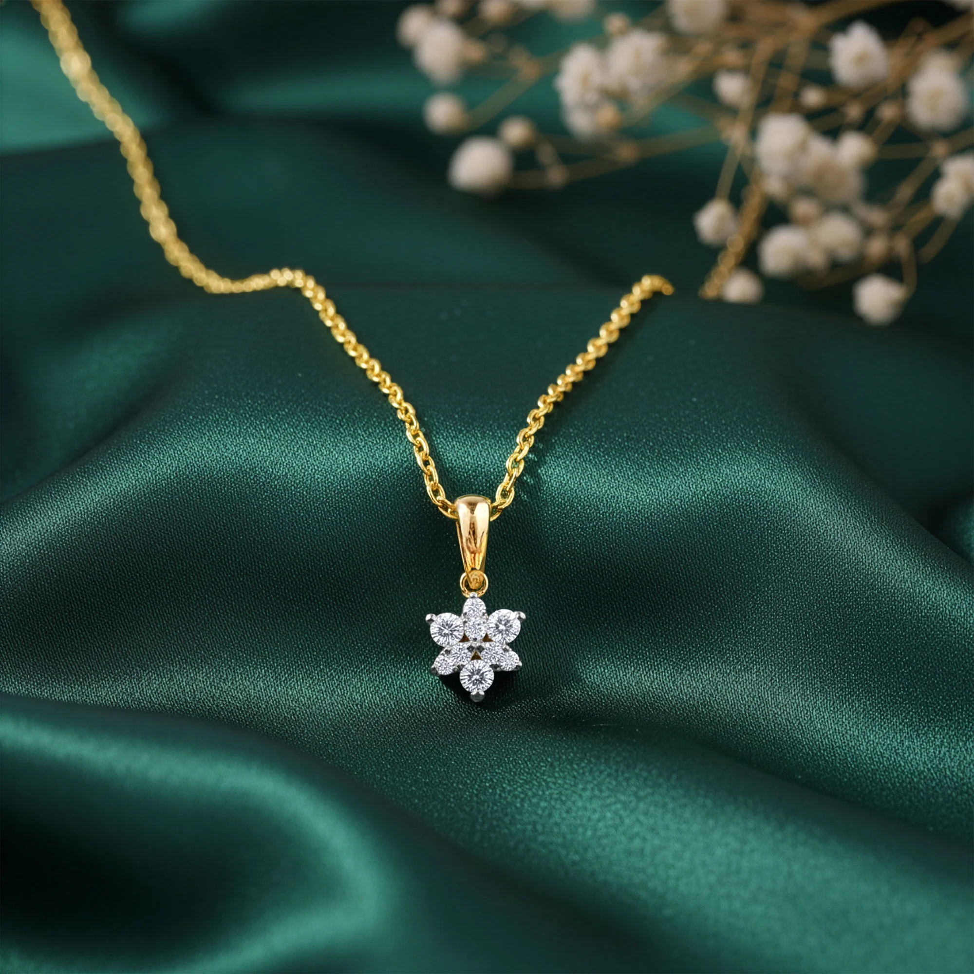 Gold Floretta Lab Grown Diamond Pendant - Image 2