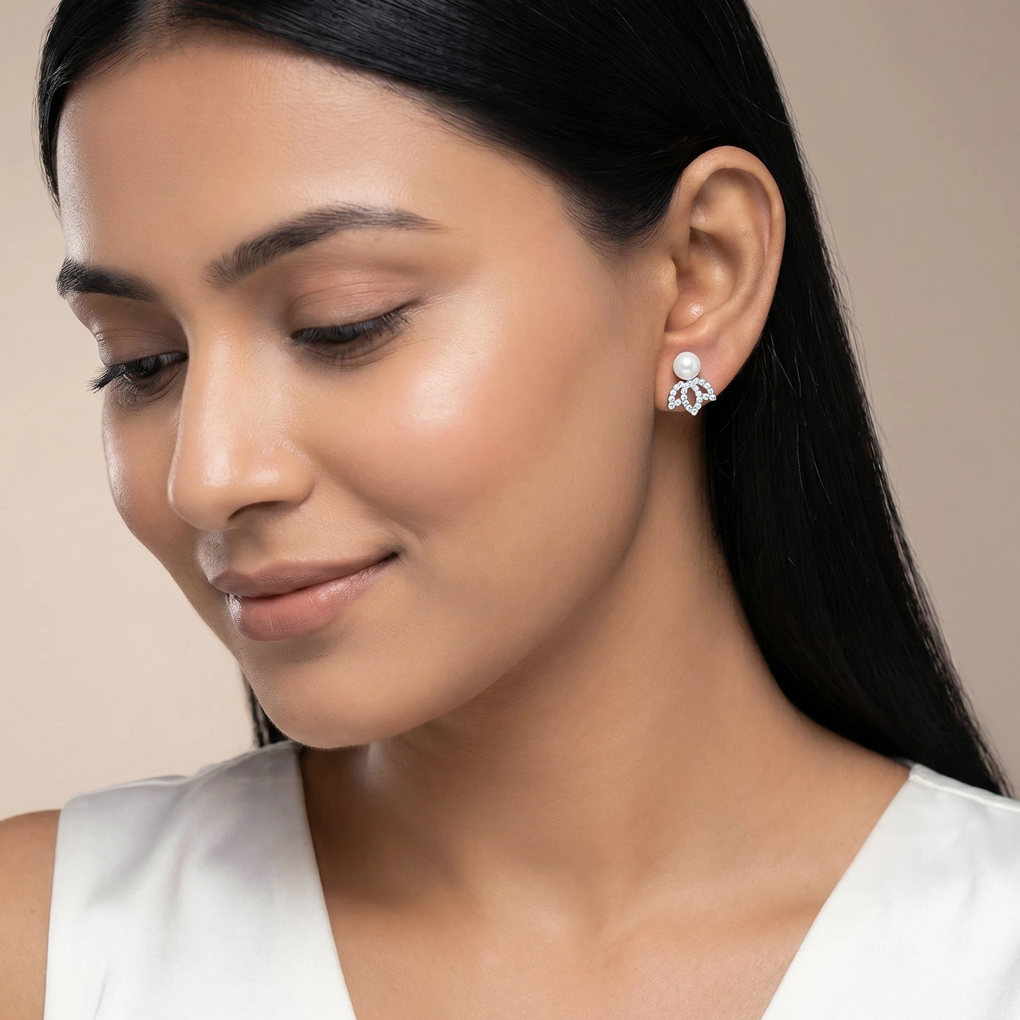 Gold Flos Lab Grown Diamond Earrings - Image 3
