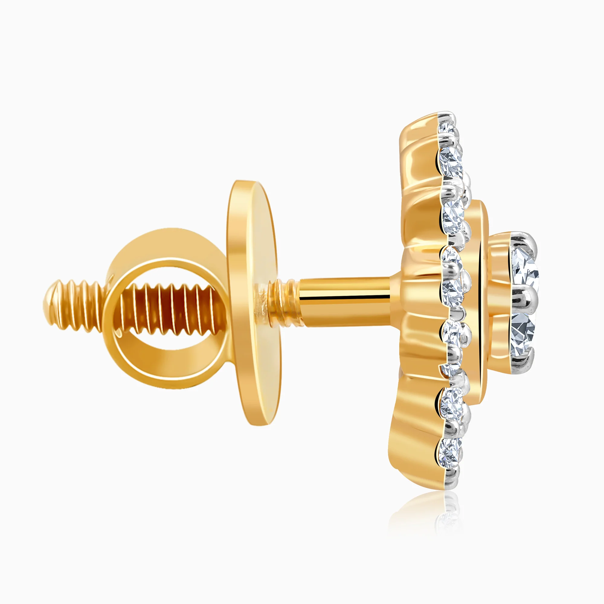 Gold Flower Power Lab Grown Diamond Stud Earrings - Image 5