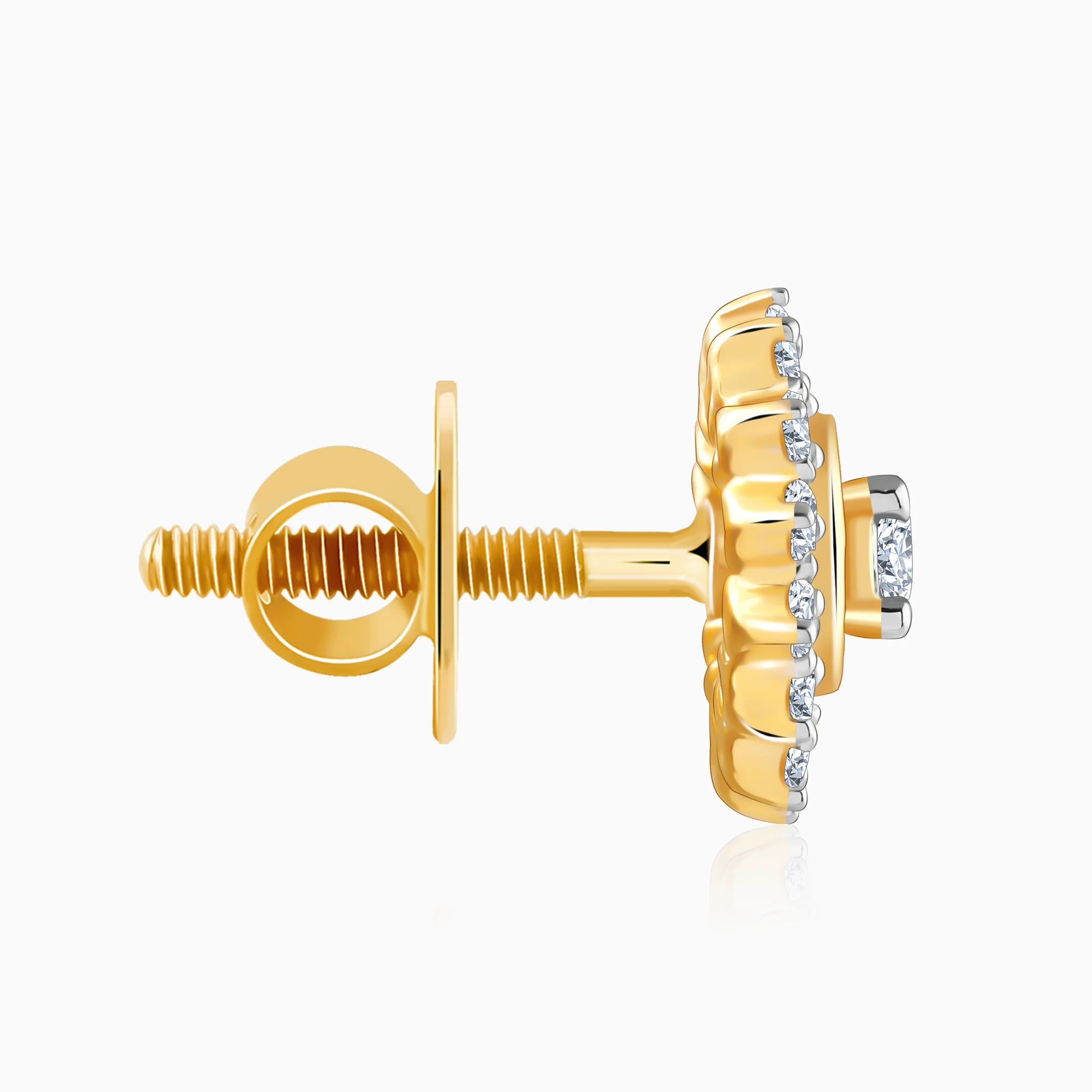Gold Flower Power Lab Grown Diamond Stud Earrings - Image 5