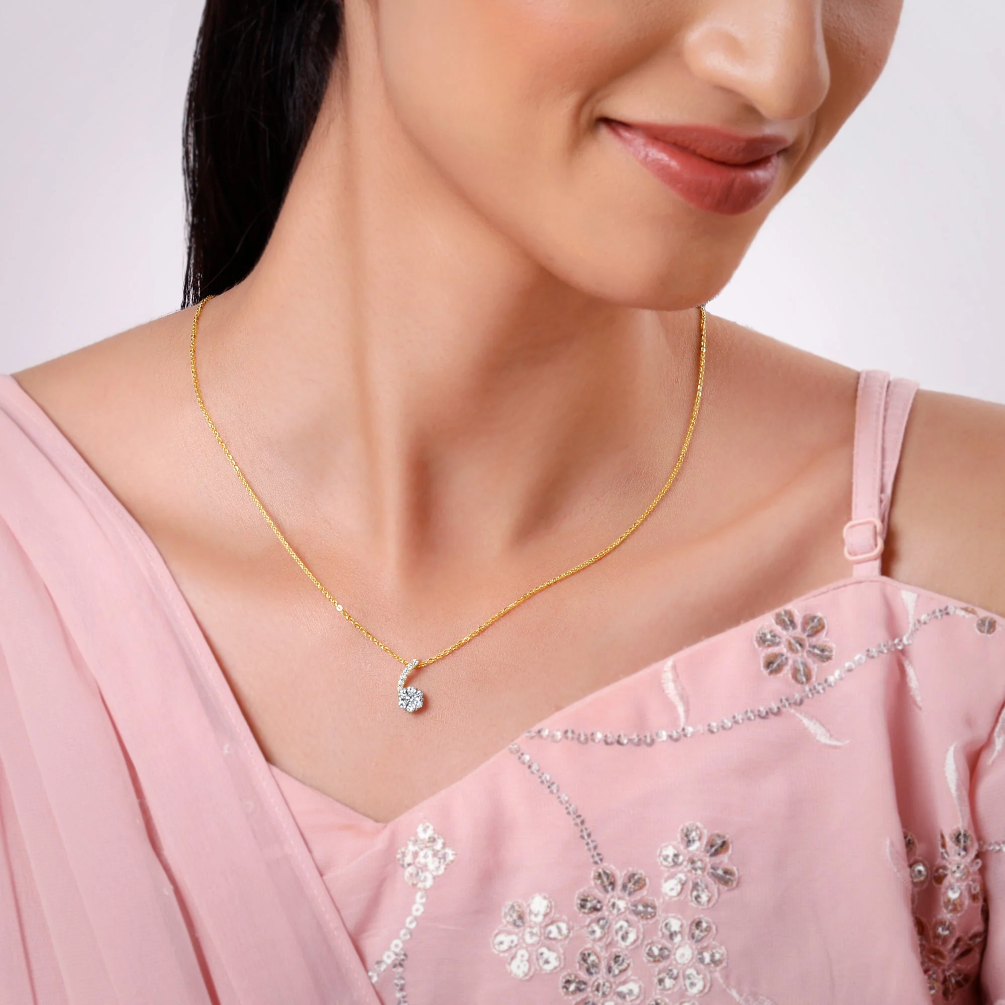 Gold Flowing Flora Lab Grown Diamond Necklace - Image 3