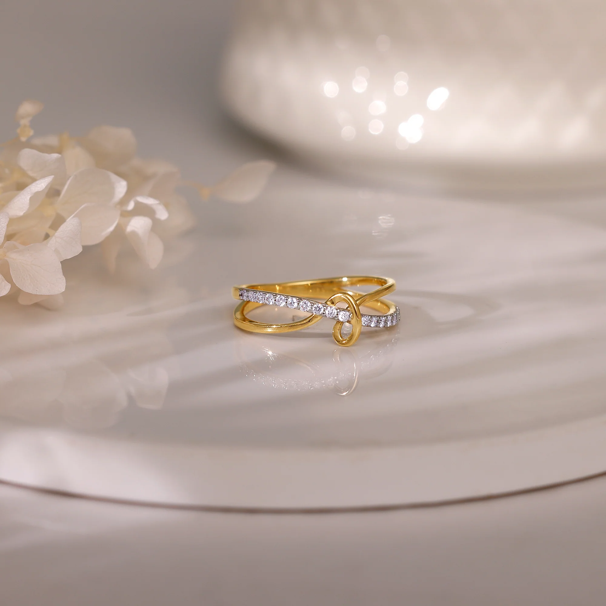Gold Forever Knot Diamond Ring - Image 2