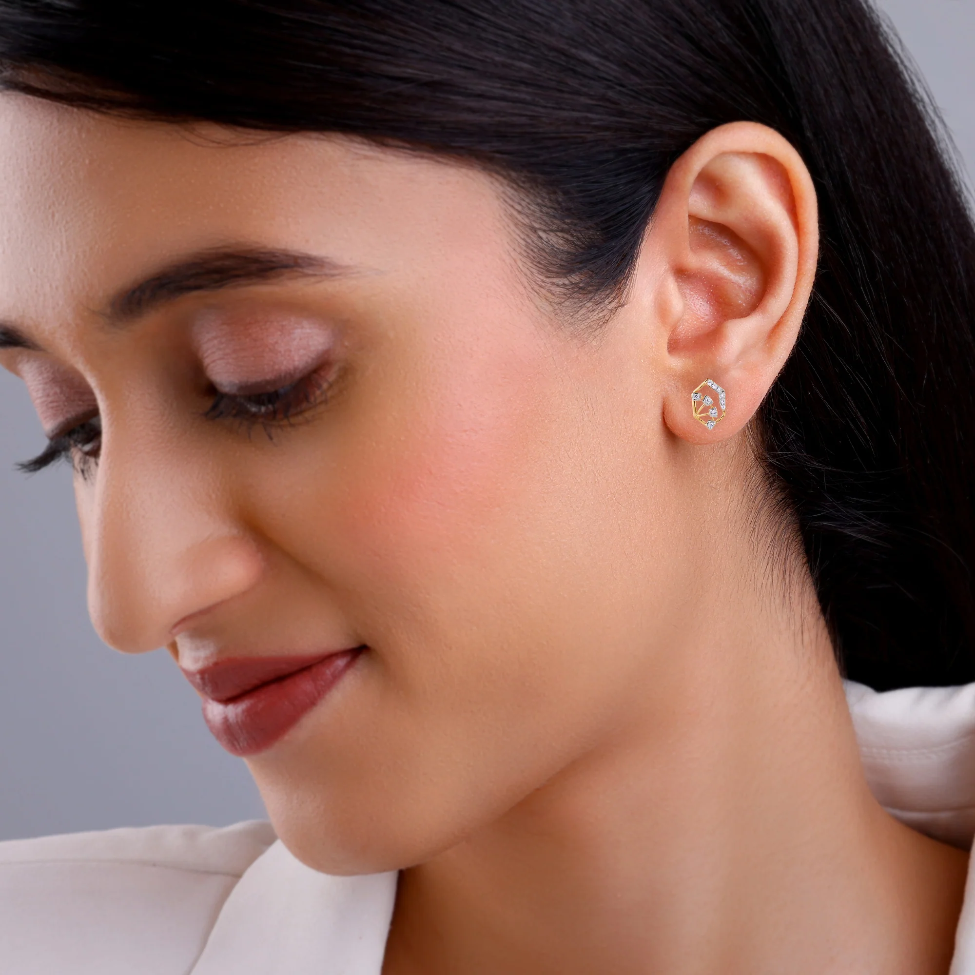 Gold Gilded Dew Lab Grown Diamond Stud Earrings - Image 3