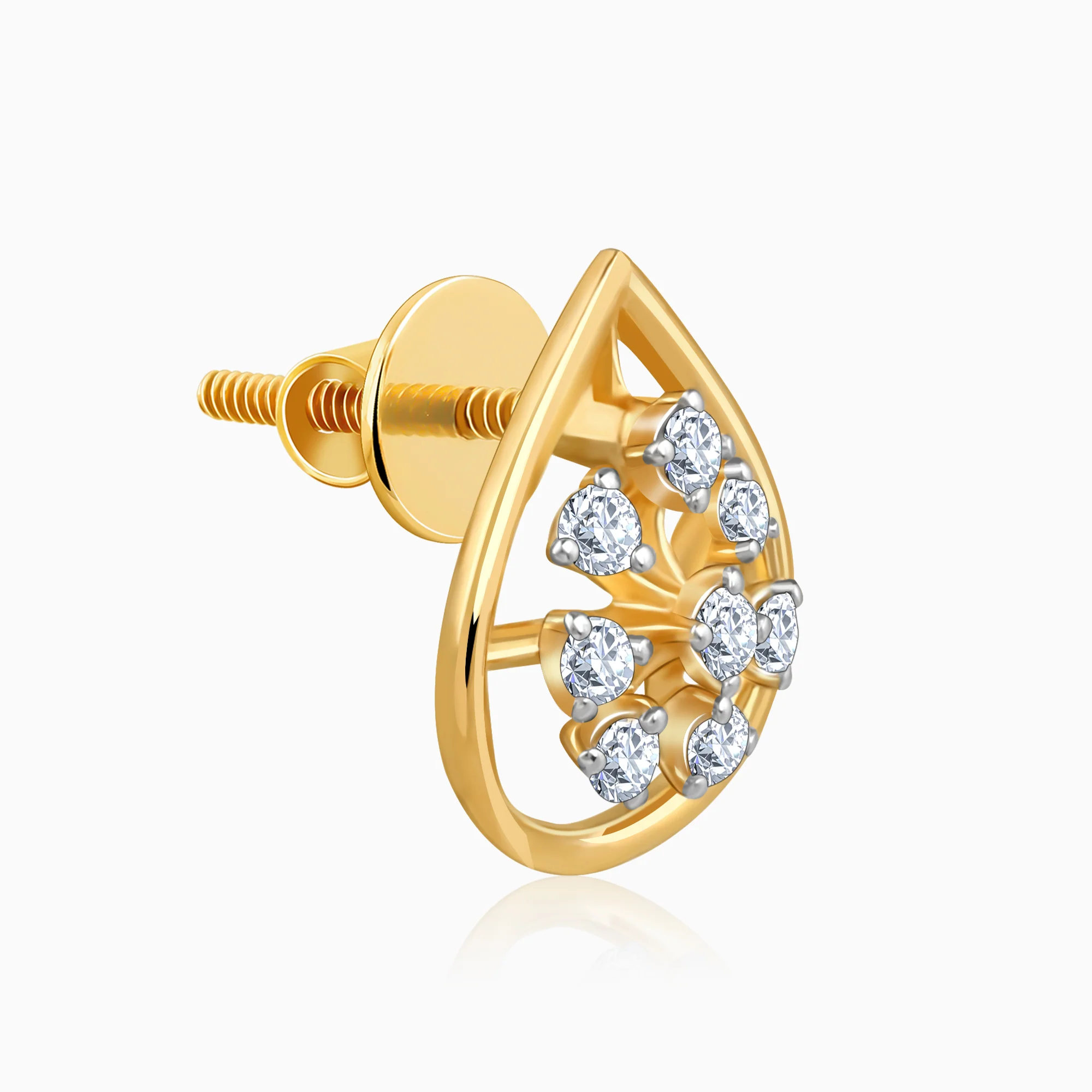 Gold Glamorous Drop Lab Grown Diamond Studs - Image 4