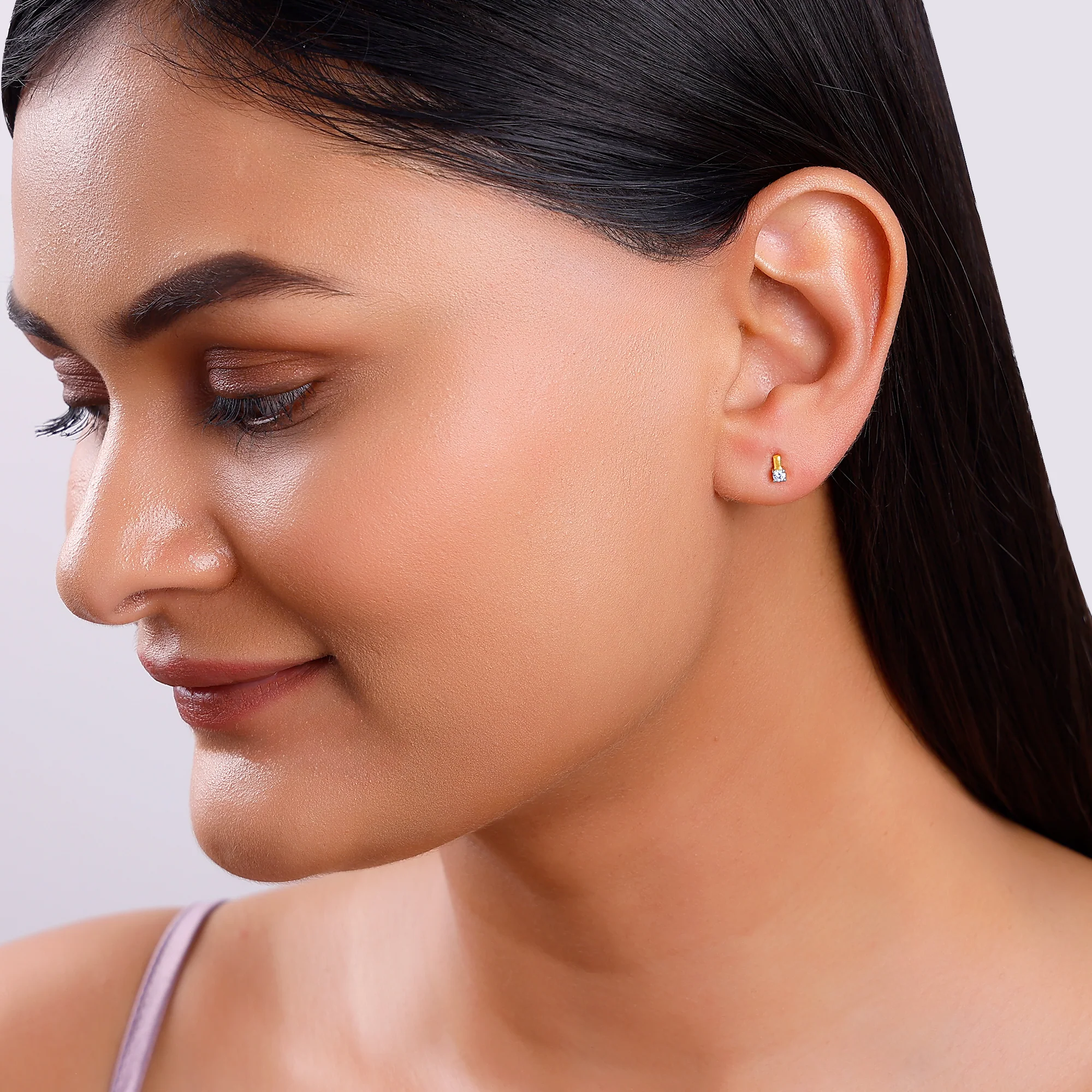 Gold Gleam Lab Grown Diamond Solitaire Studs - Image 3