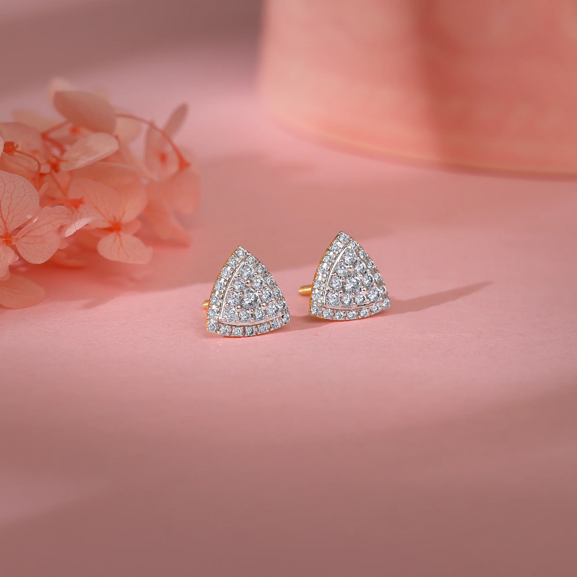 Gold Glitter Punch Diamond Earrings - Image 2