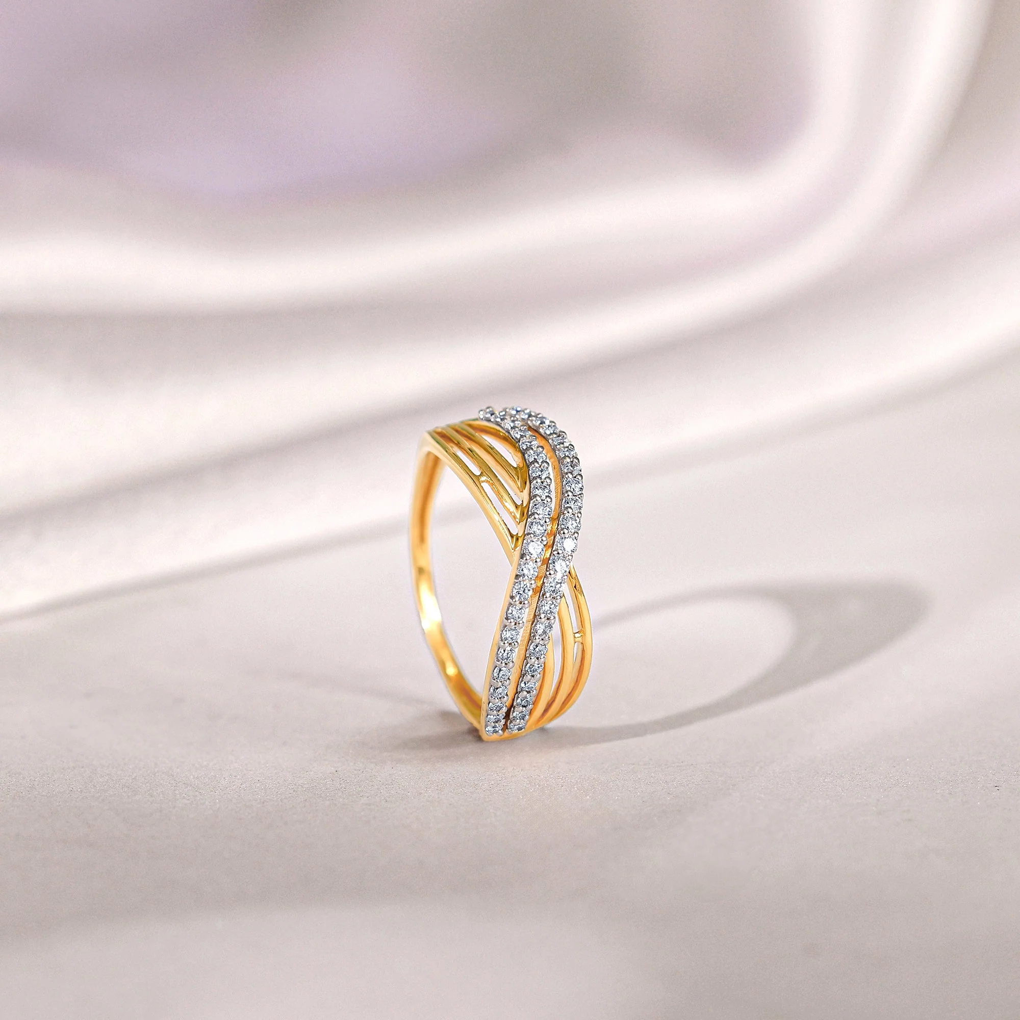 Gold Glorious Wave Diamond Ring - Image 2