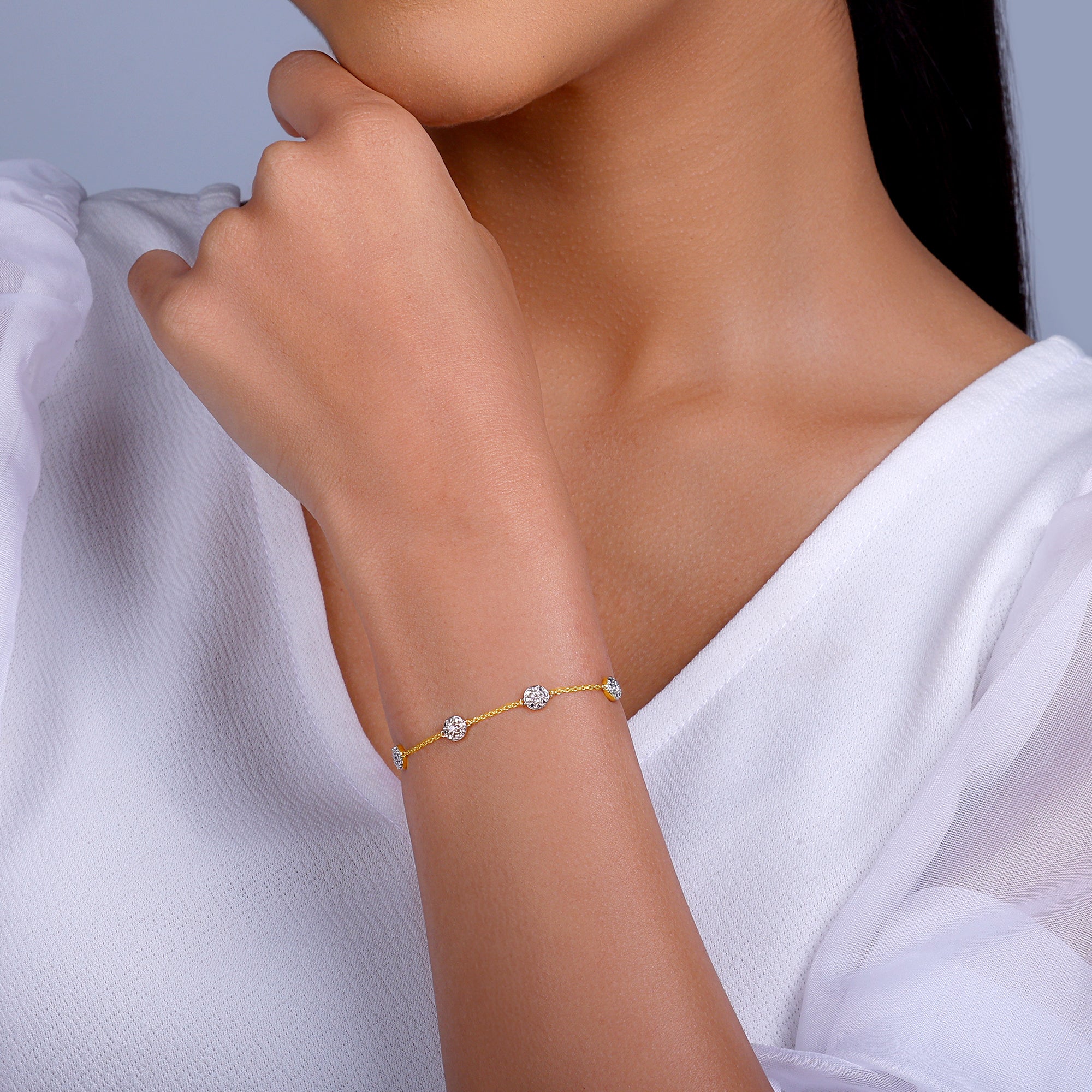 Gold Gorgeous Cluster Diamond Bracelet - Image 3