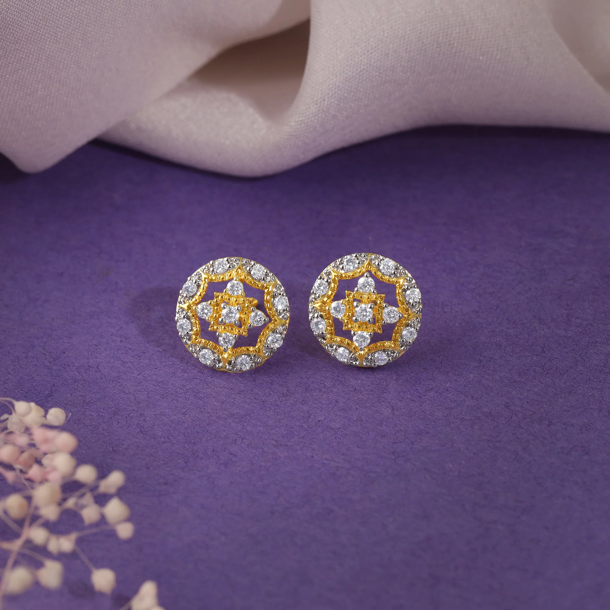 Gold Graceful Wheel Lab Grown Diamond Studs - Image 2