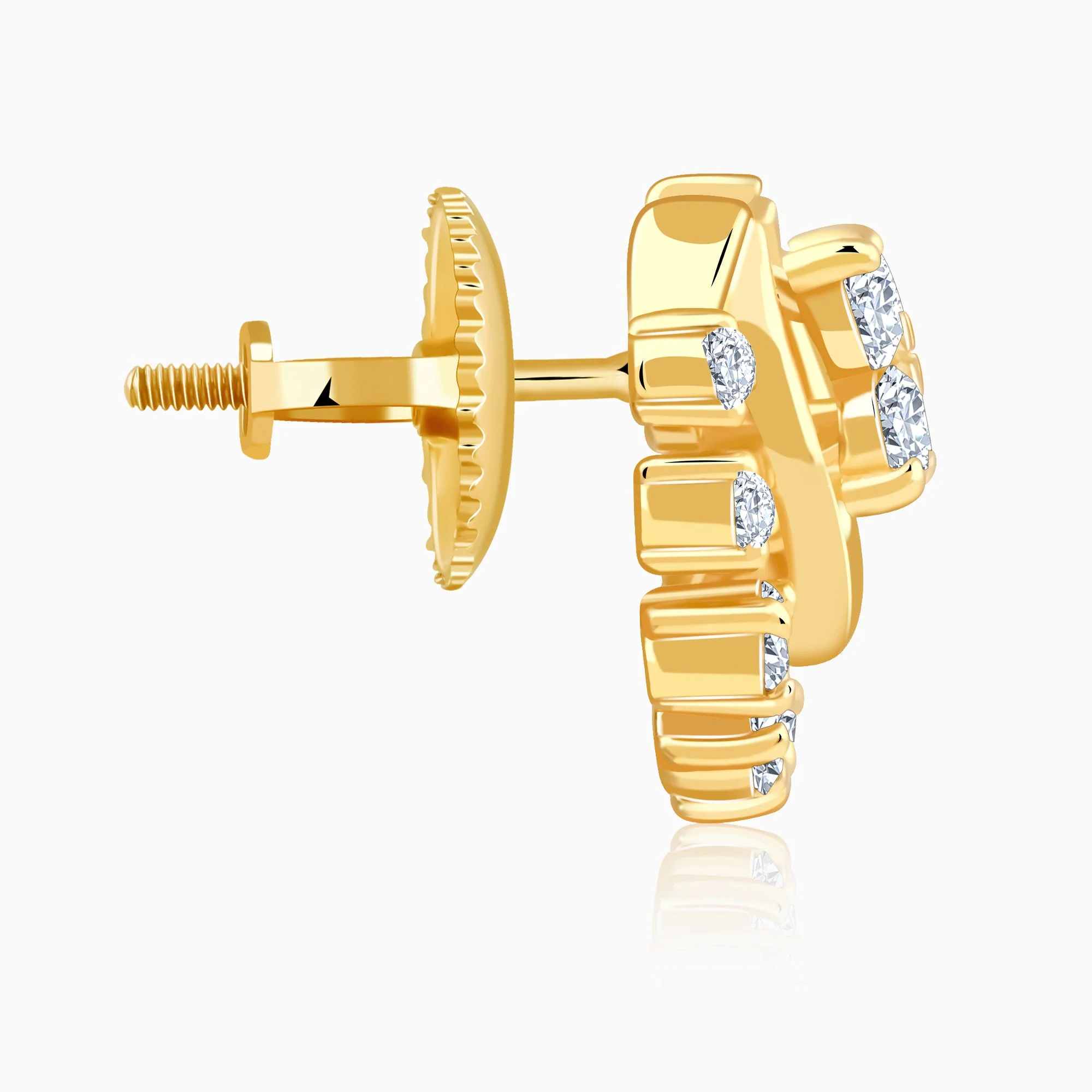 Gold Half Moon Lab Grown Diamond Studs - Image 5