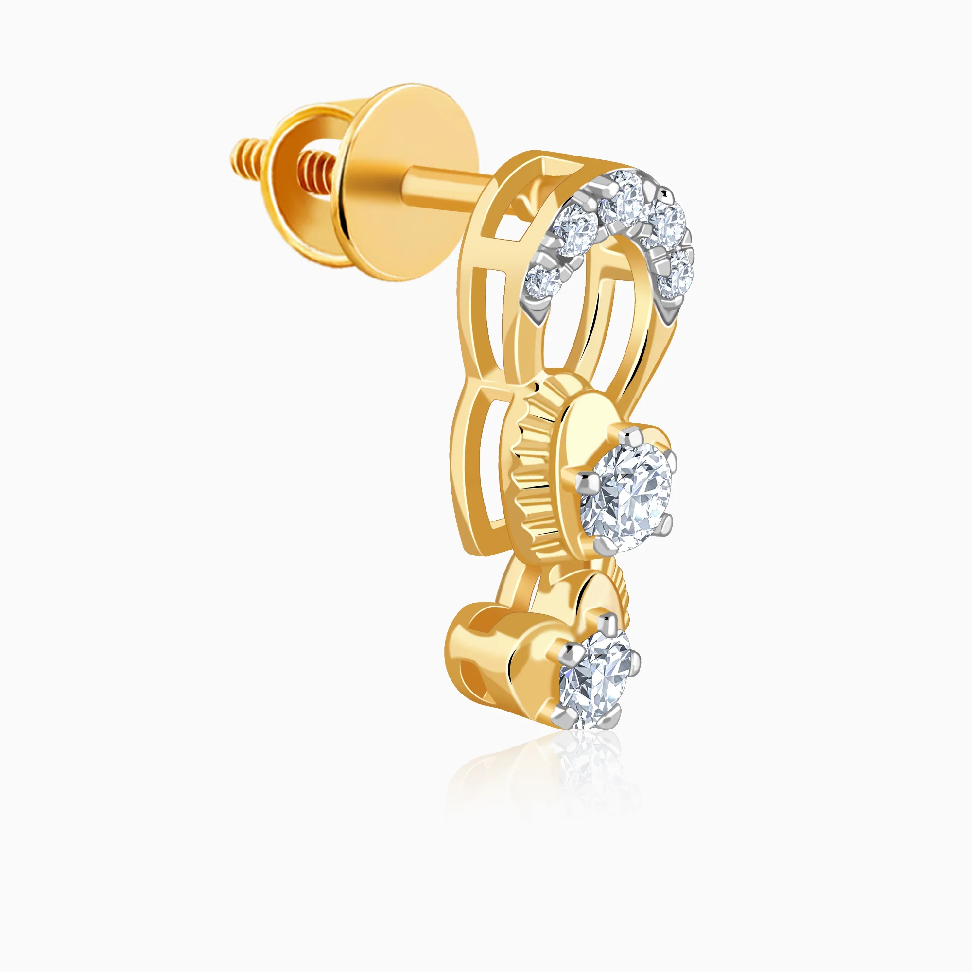 Gold Heart Drop Lab Grown Diamond Earrings - Image 4