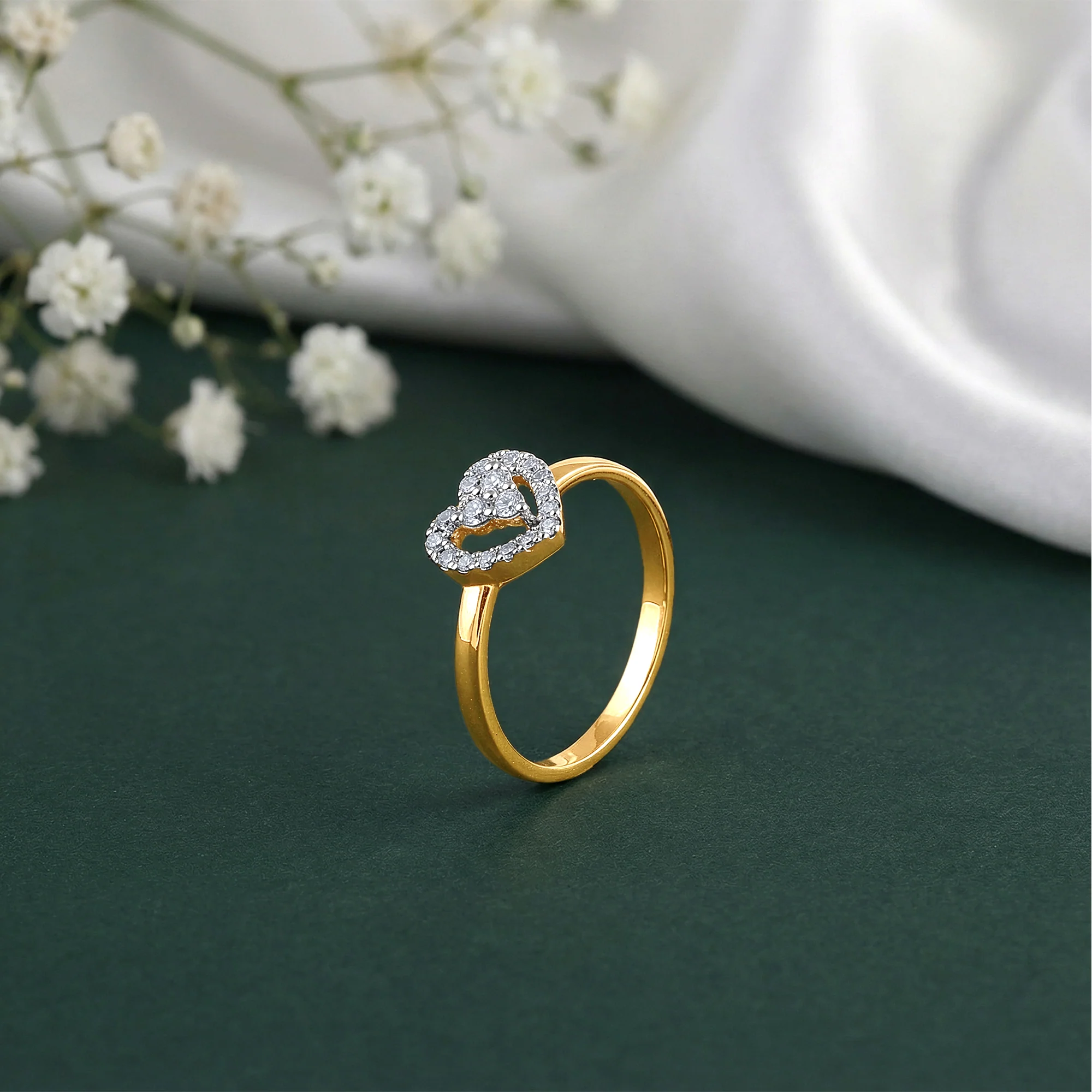 Gold Heart Halo Lab Grown Diamond Ring - Image 2