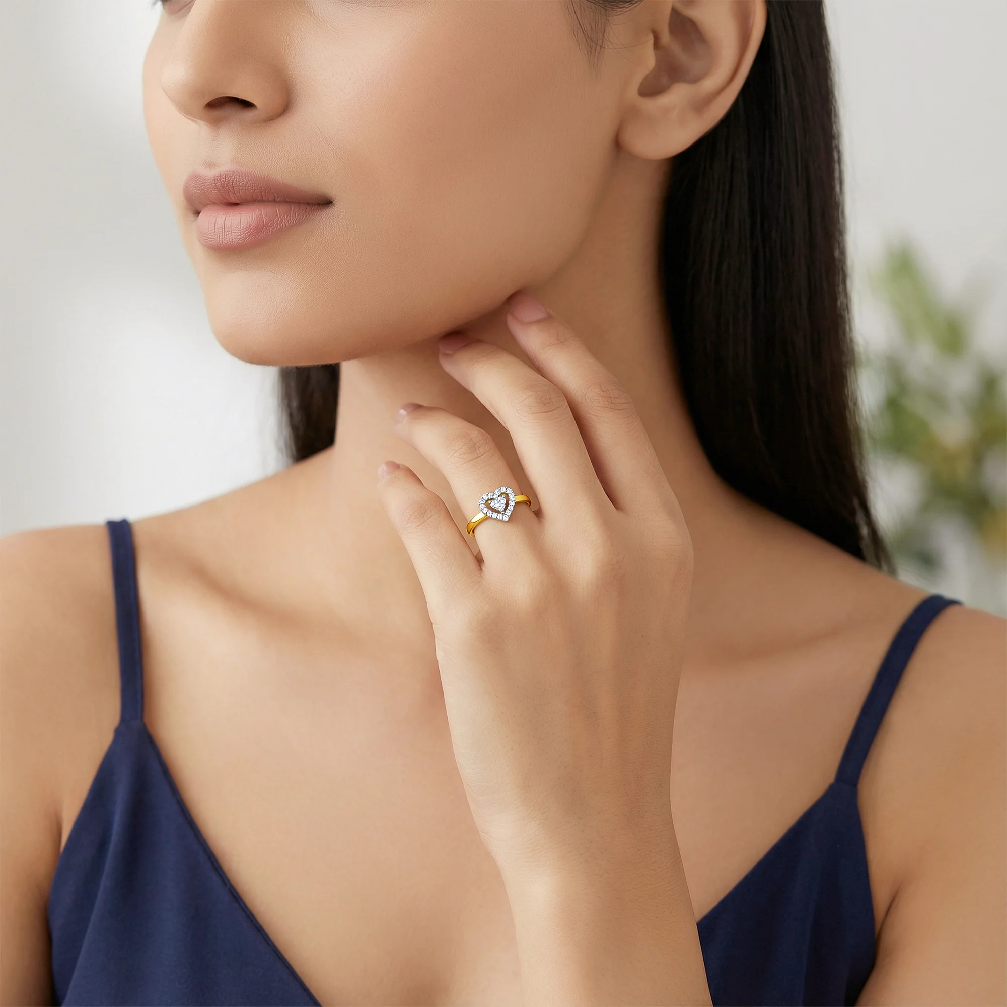 Gold Heart Halo Lab Grown Diamond Ring - Image 3