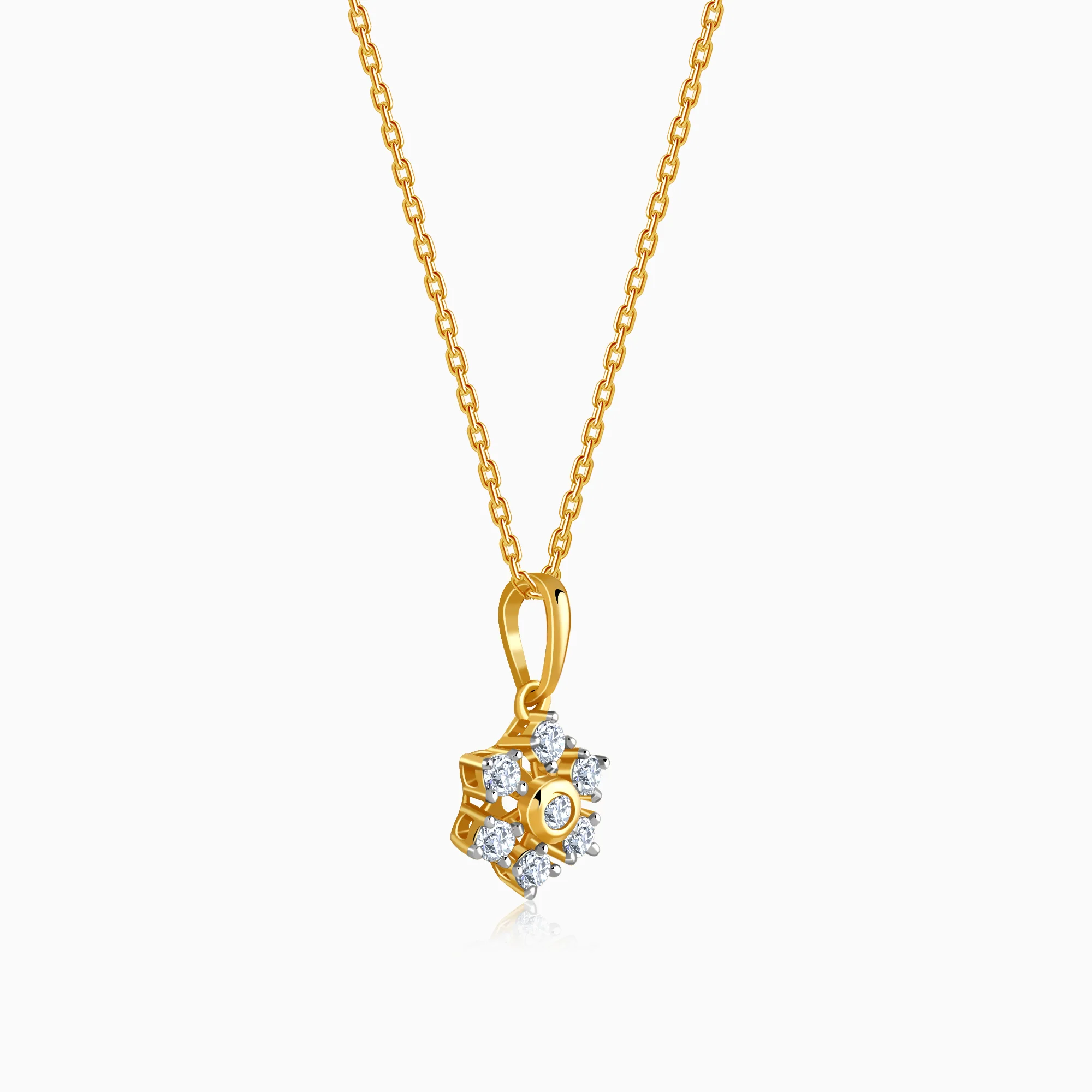 Gold Indent Flora Lab Grown Diamond Pendant - Image 4