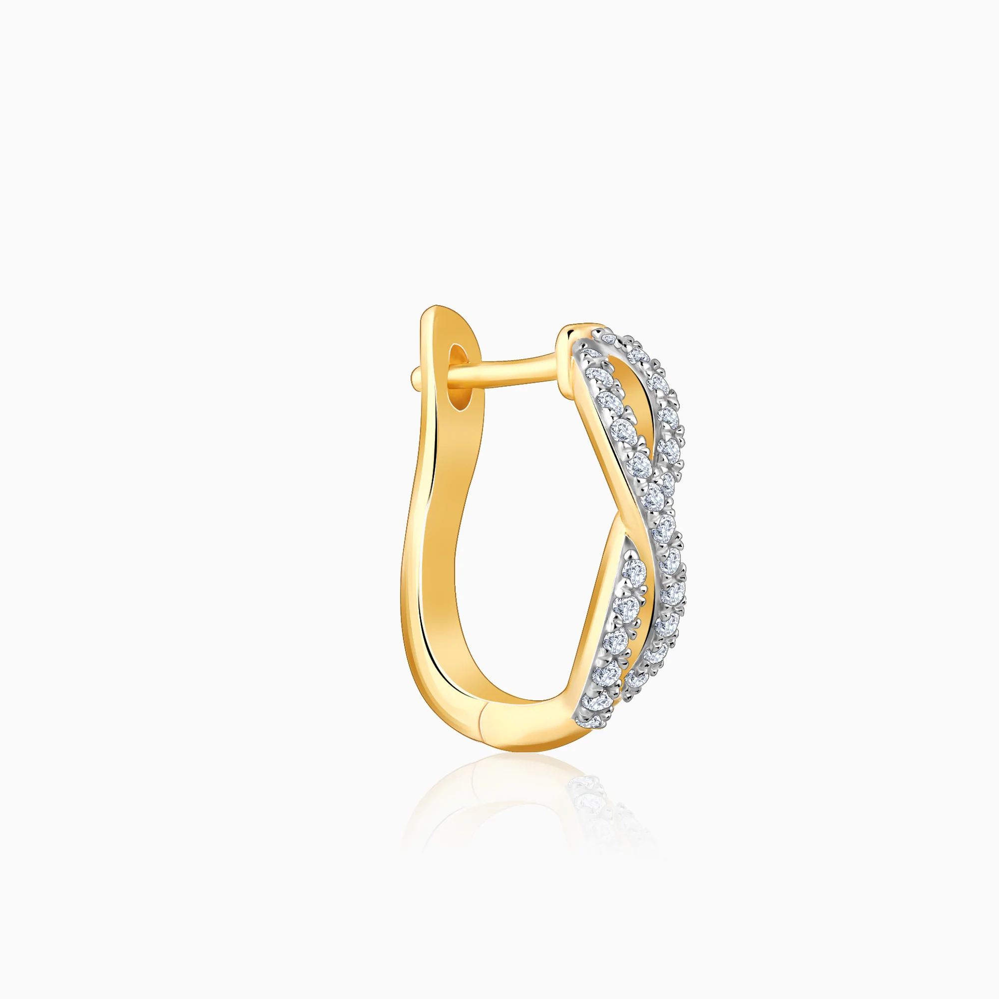 Gold Infinito J-Hoop Diamond Earrings - Image 4