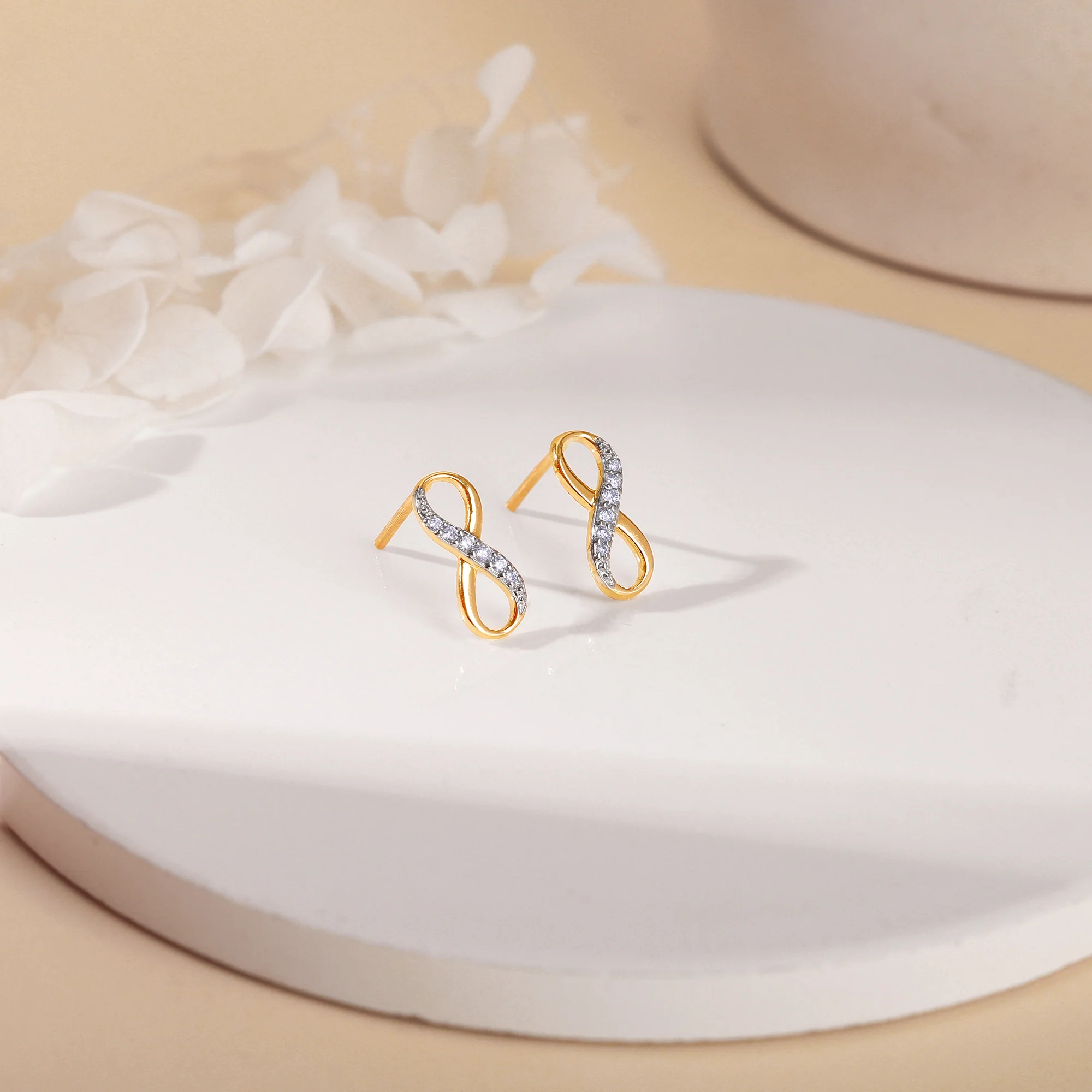Gold Infinity Grace Lab Grown Diamond Stud Earrings - Image 2