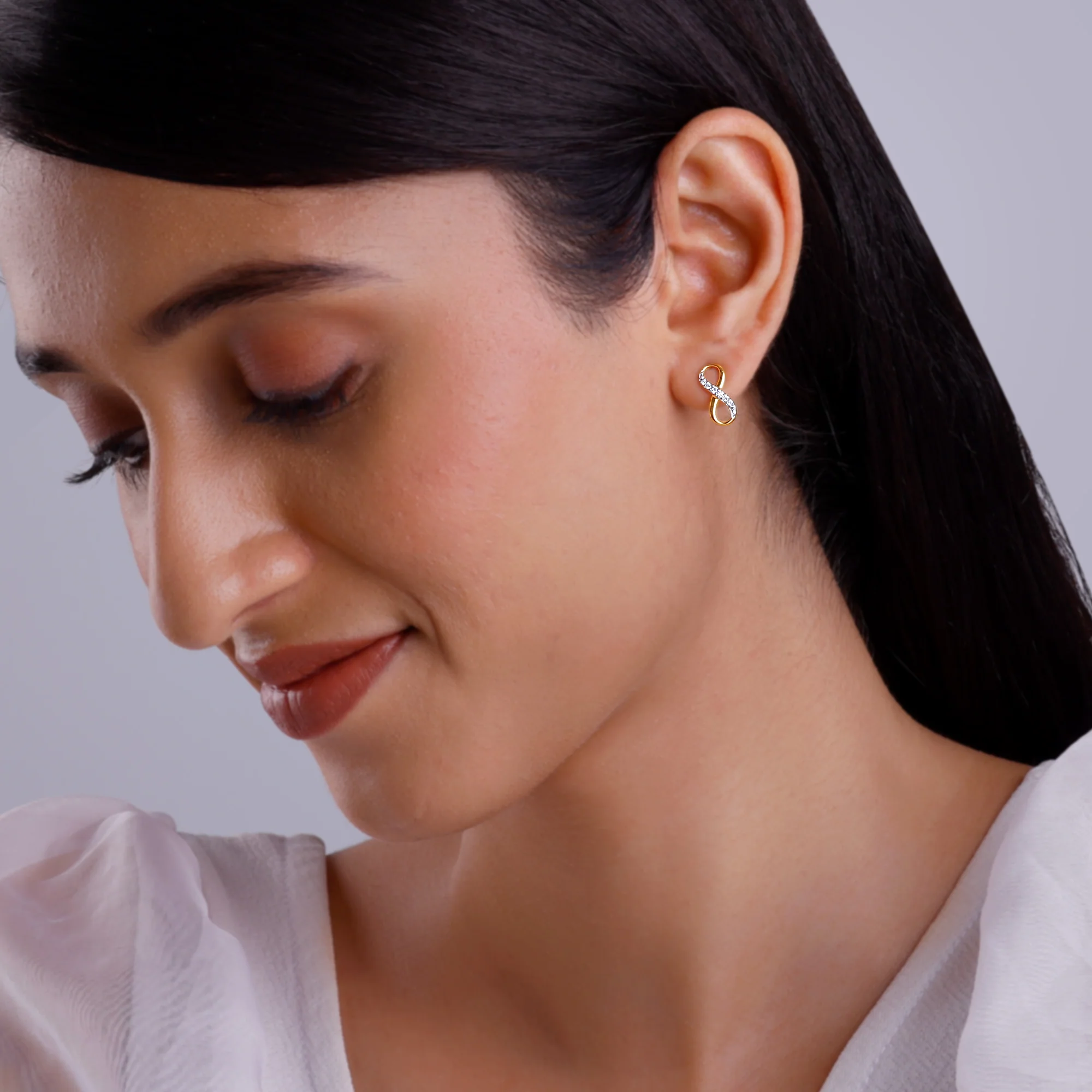 Gold Infinity Grace Lab Grown Diamond Stud Earrings - Image 3