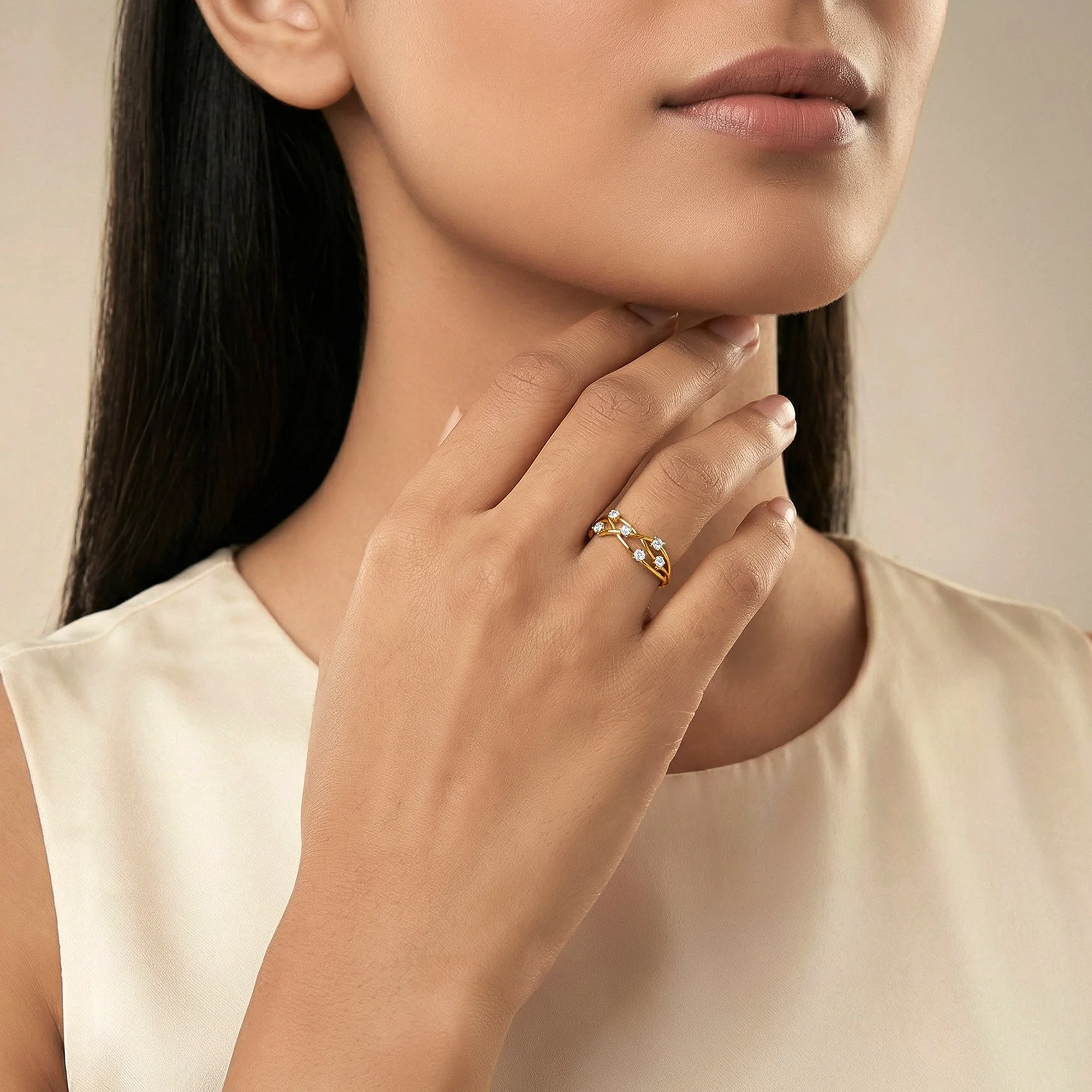 Gold Interlace Orbit Lab Grown Diamond Ring (Size 12) - Image 3