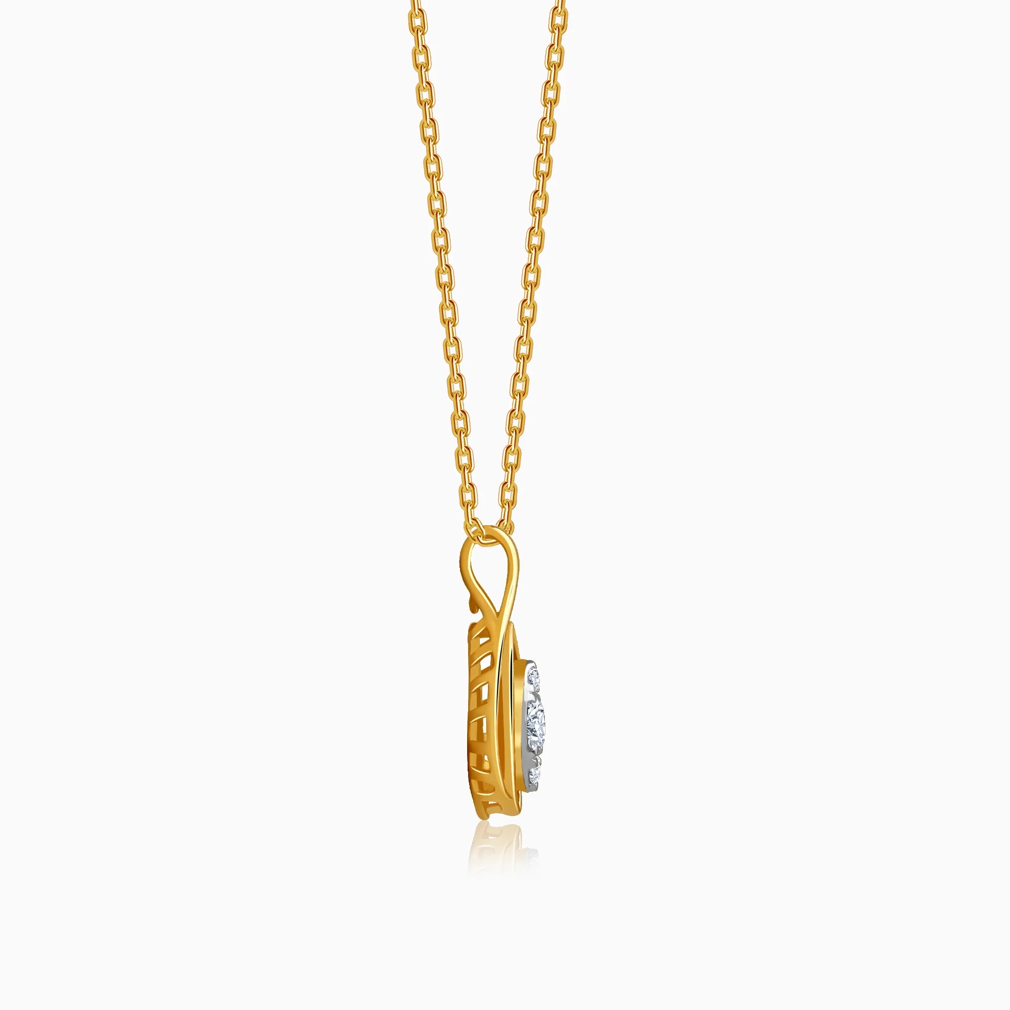 Gold Lattice Light Lab Grown Diamond Pendant - Image 5