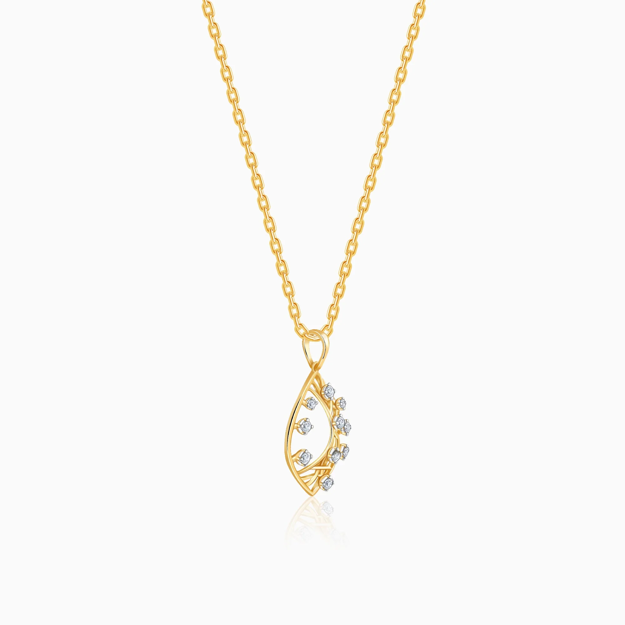 Gold Leafy Glam Lab Grown Diamond Pendant - Image 4