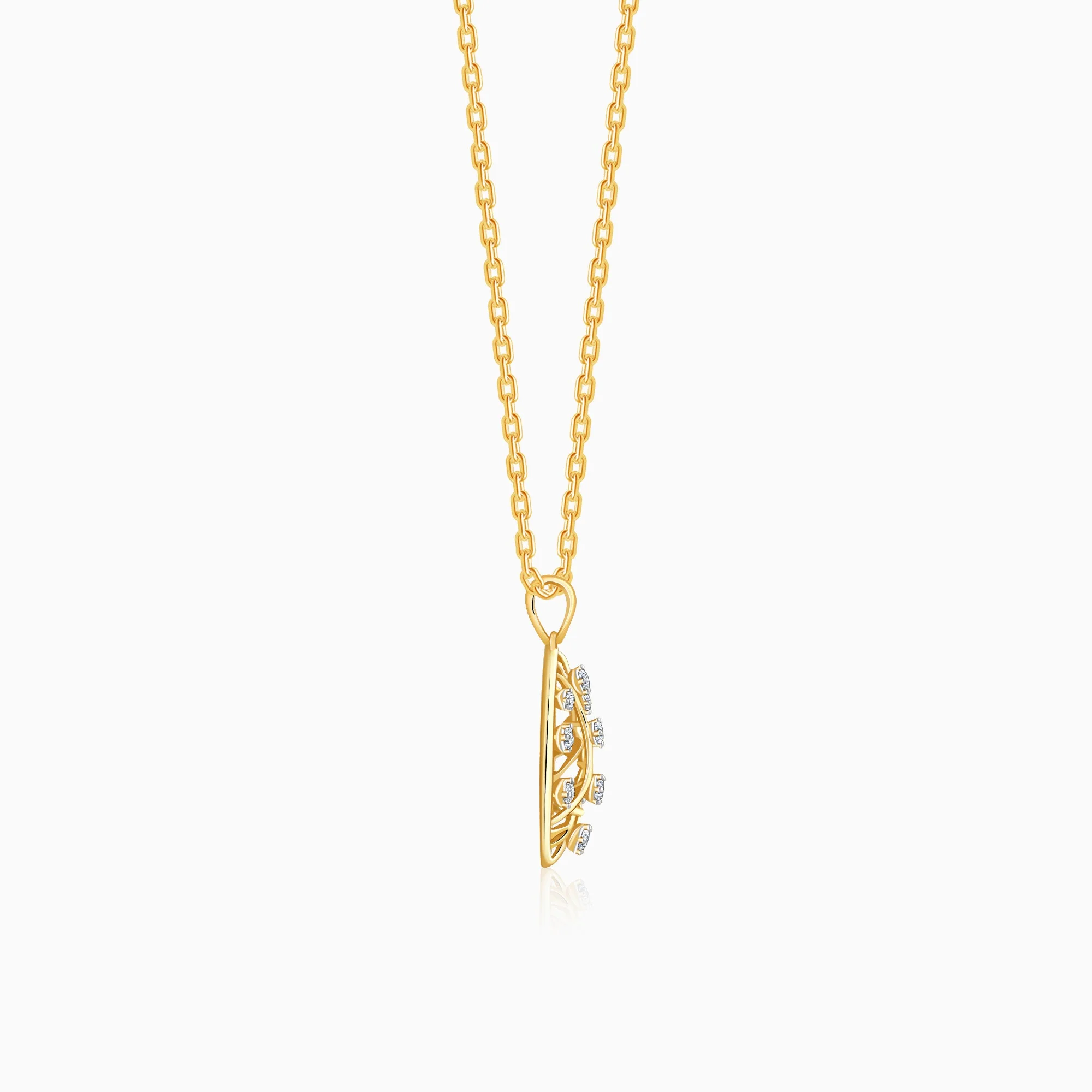 Gold Leafy Glam Lab Grown Diamond Pendant - Image 5