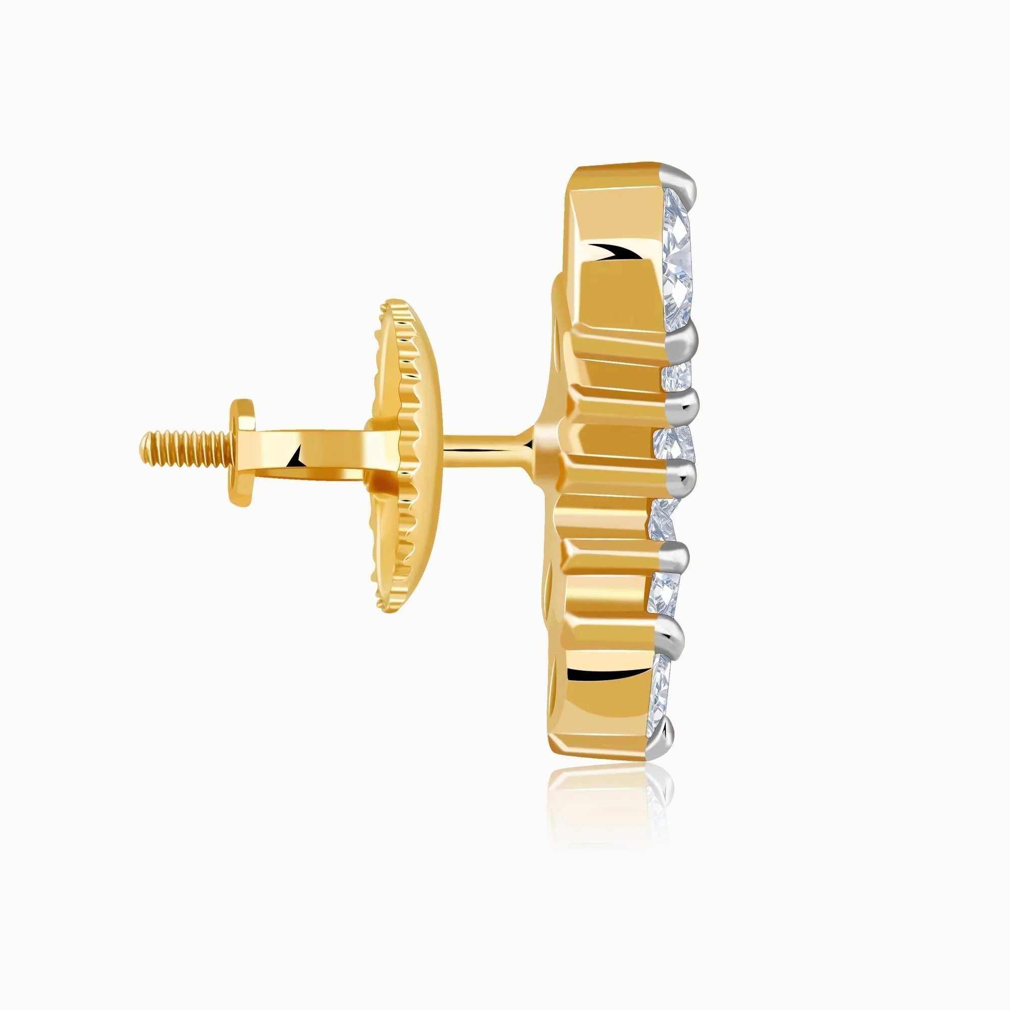 Gold Lotus Petals Lab Grown Diamond Earrings - Image 5