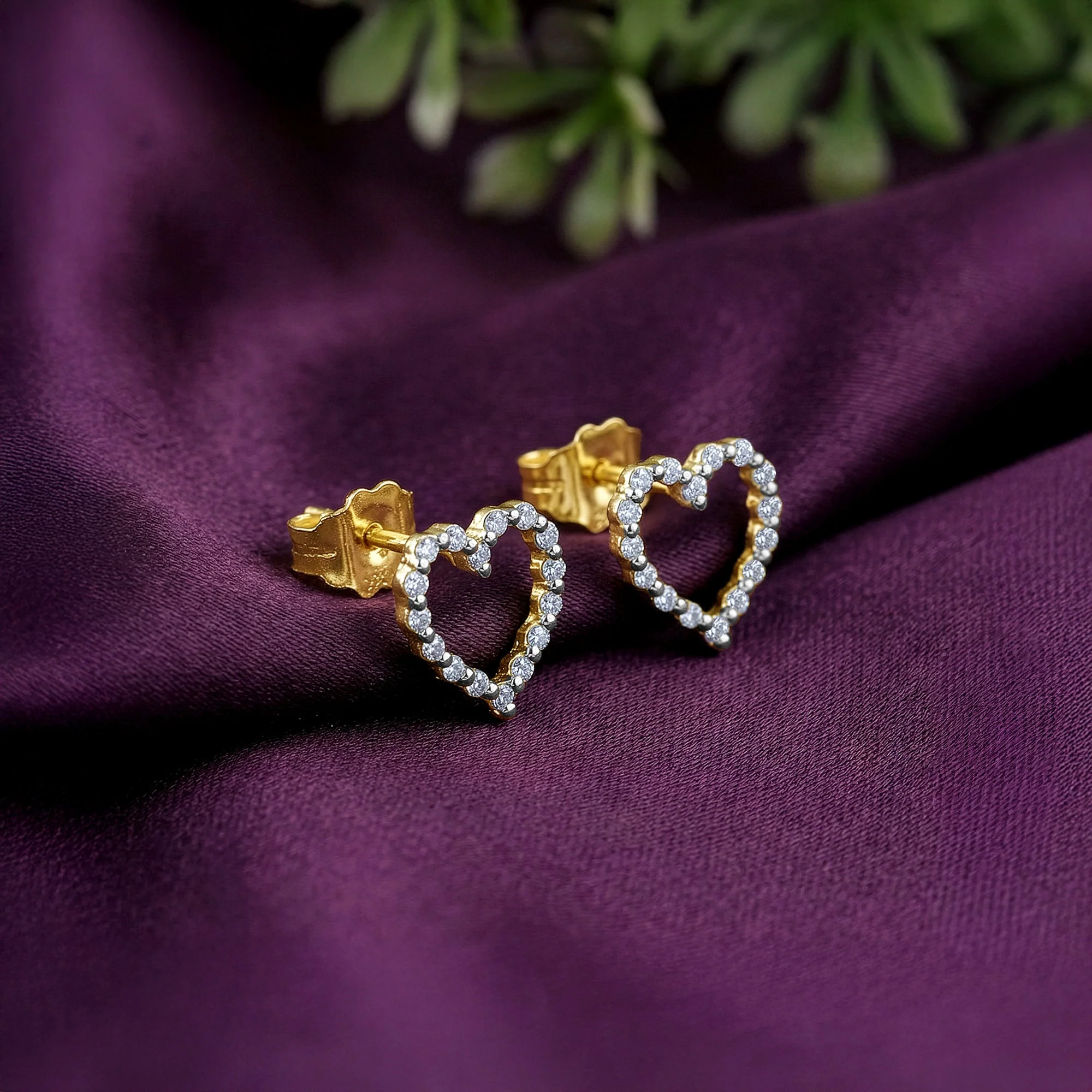 Gold Love Alert Lab Grown Diamond Studs - Image 2