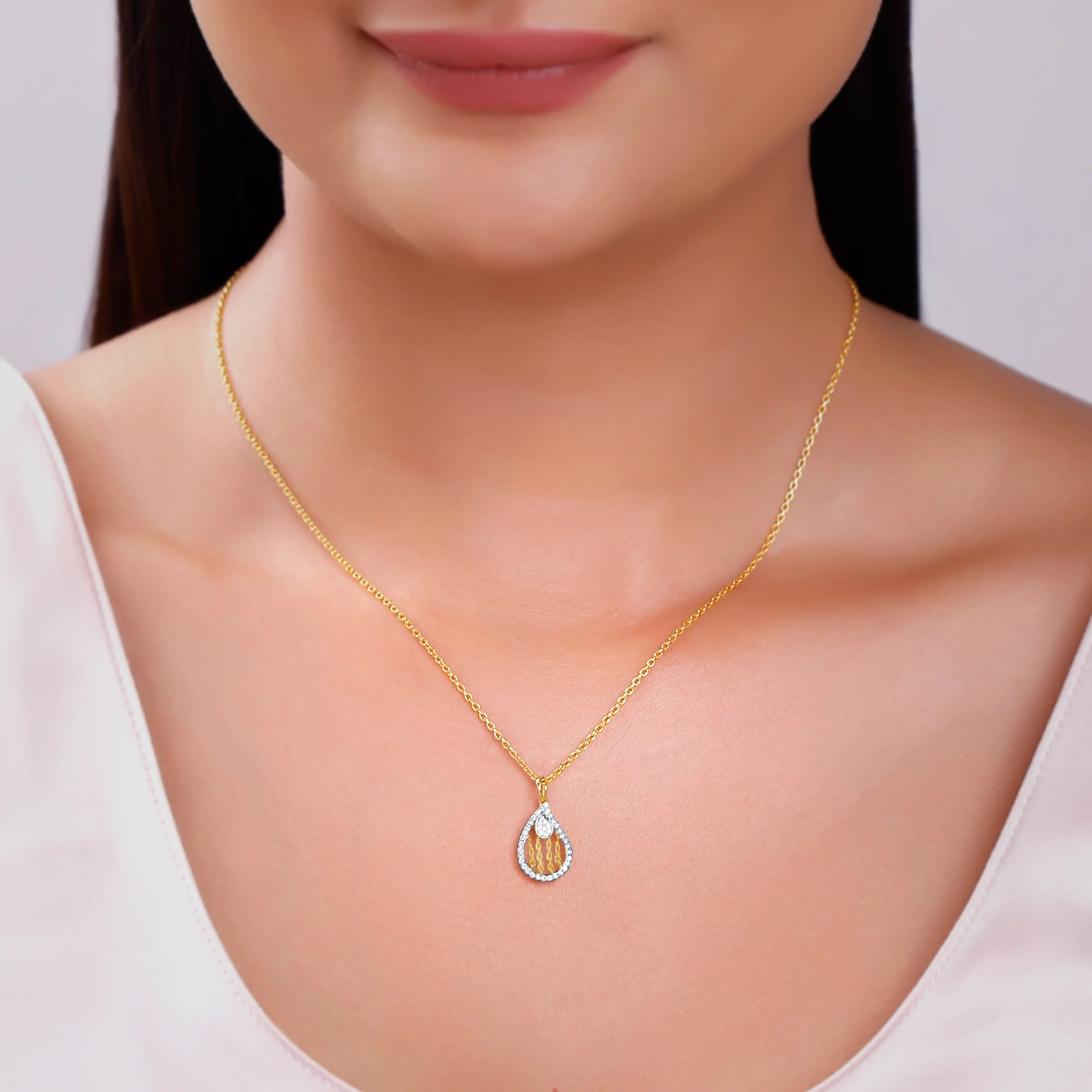 Gold Luma Teardrop Lab Grown Diamond Pendant - Image 3