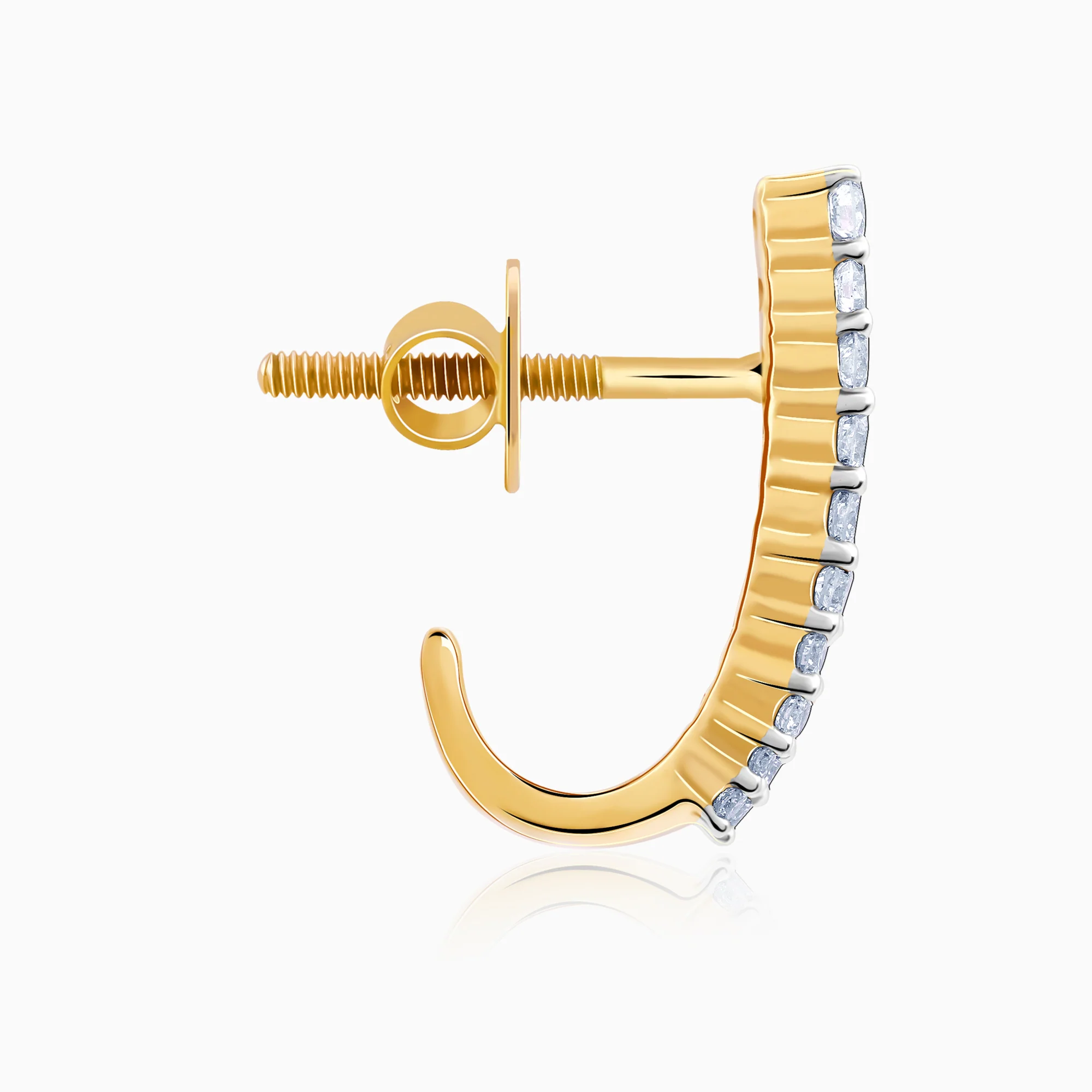 Gold Lumiere Lab Grown Diamond Semi Hoop Earrings - Image 5