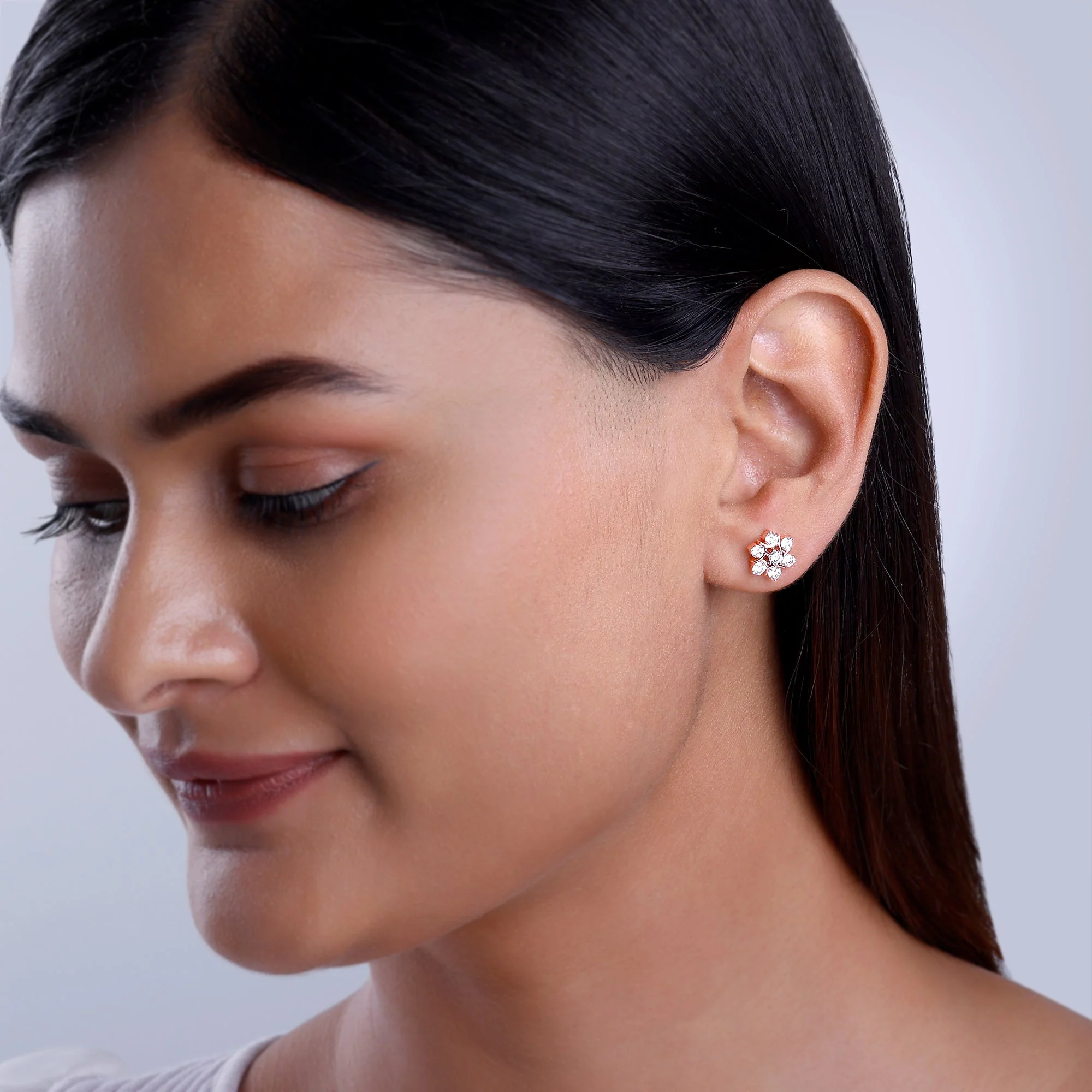 Gold Luminary Solitaire Diamond Earrings - Image 3
