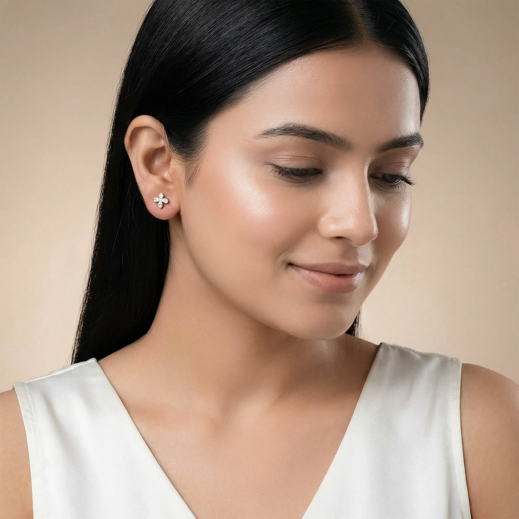 Gold Luna Spark Lab Grown Diamond Earrings - Image 3