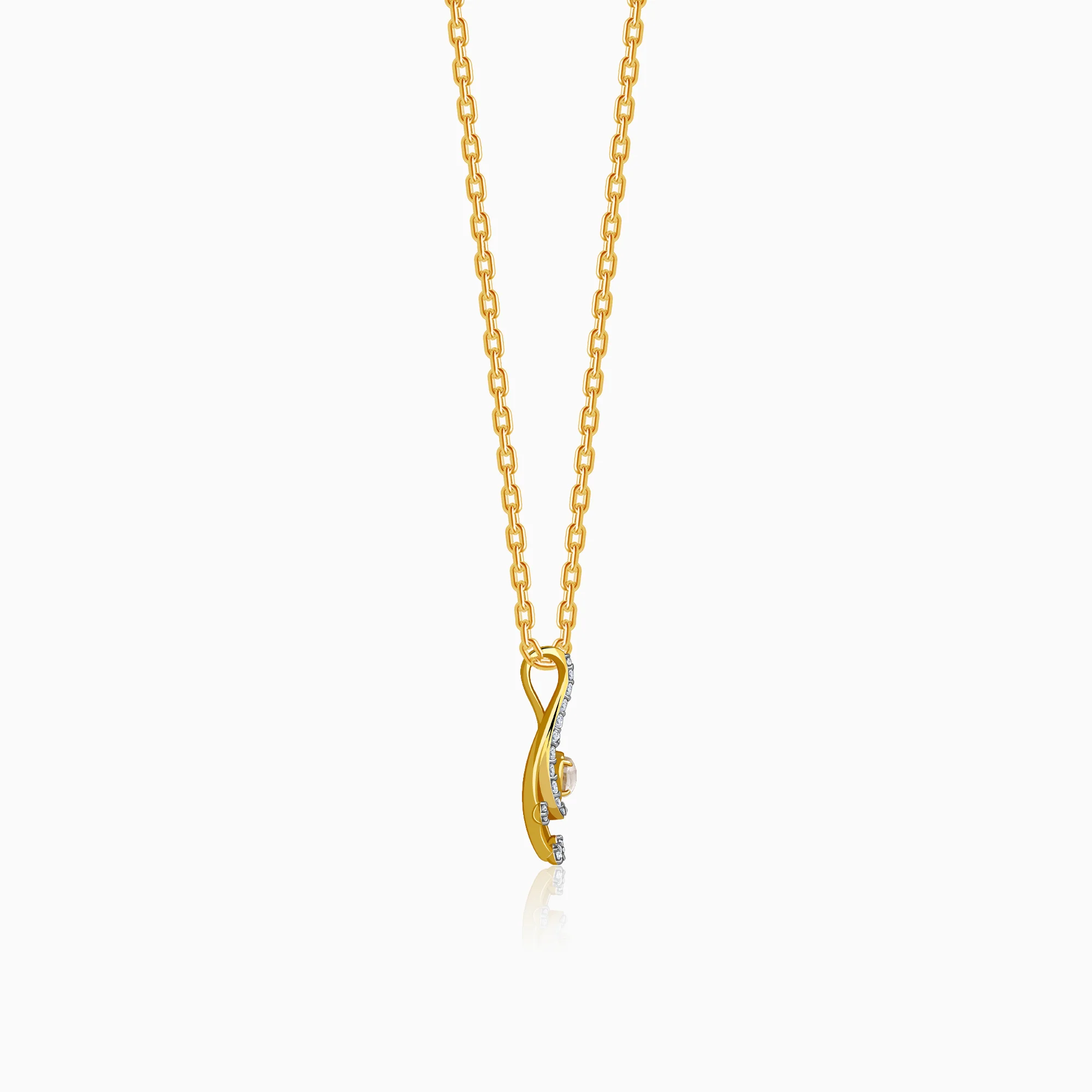 Gold Lustre Waves Lab Grown Diamond Pendant - Image 5