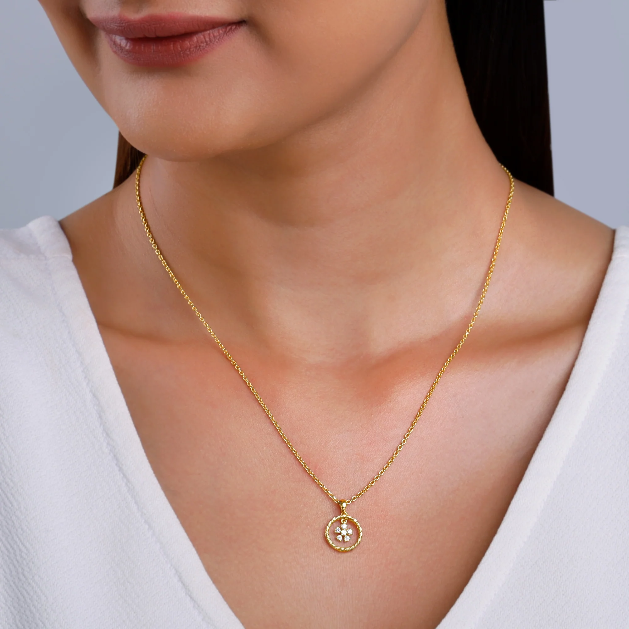 Gold Magical Fleur Lab Grown Diamond Pendant - Image 3