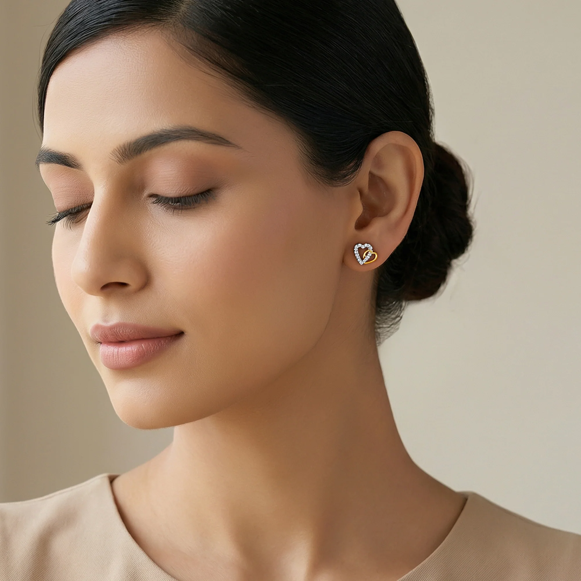 Gold Magical Love Lab Grown Diamond Studs - Image 3