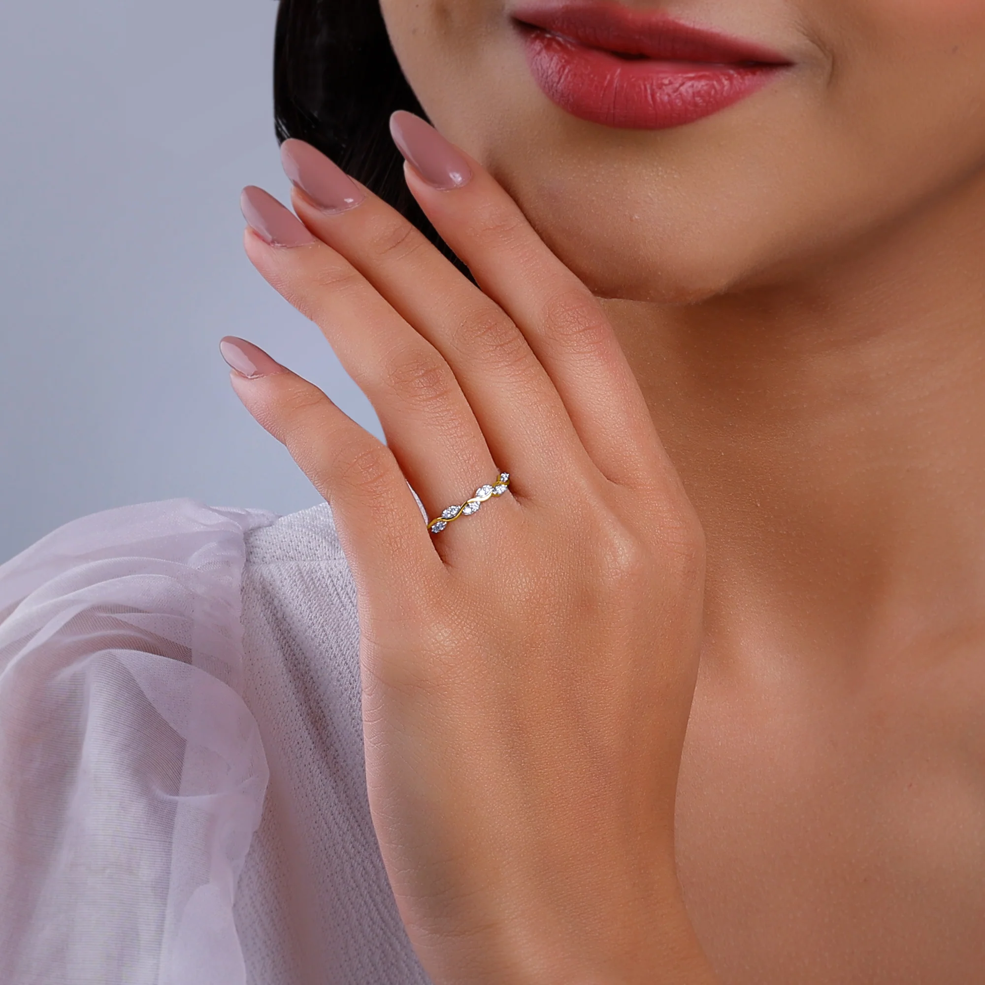 Gold Majestic Curves Lab Grown Diamond Ring (Size 12) - Image 3